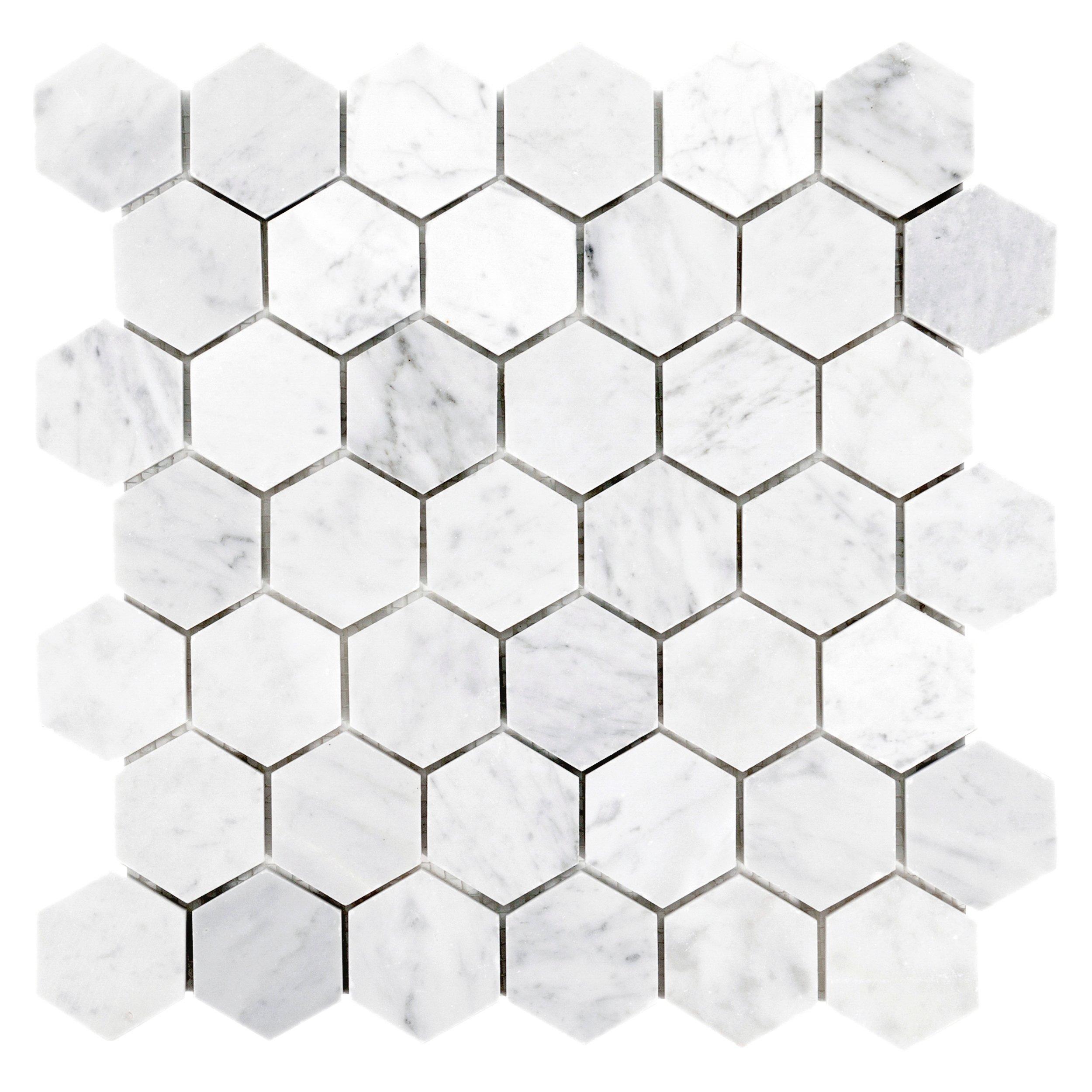 Bianco Carrara Hexagon Polished Marble Mosaic