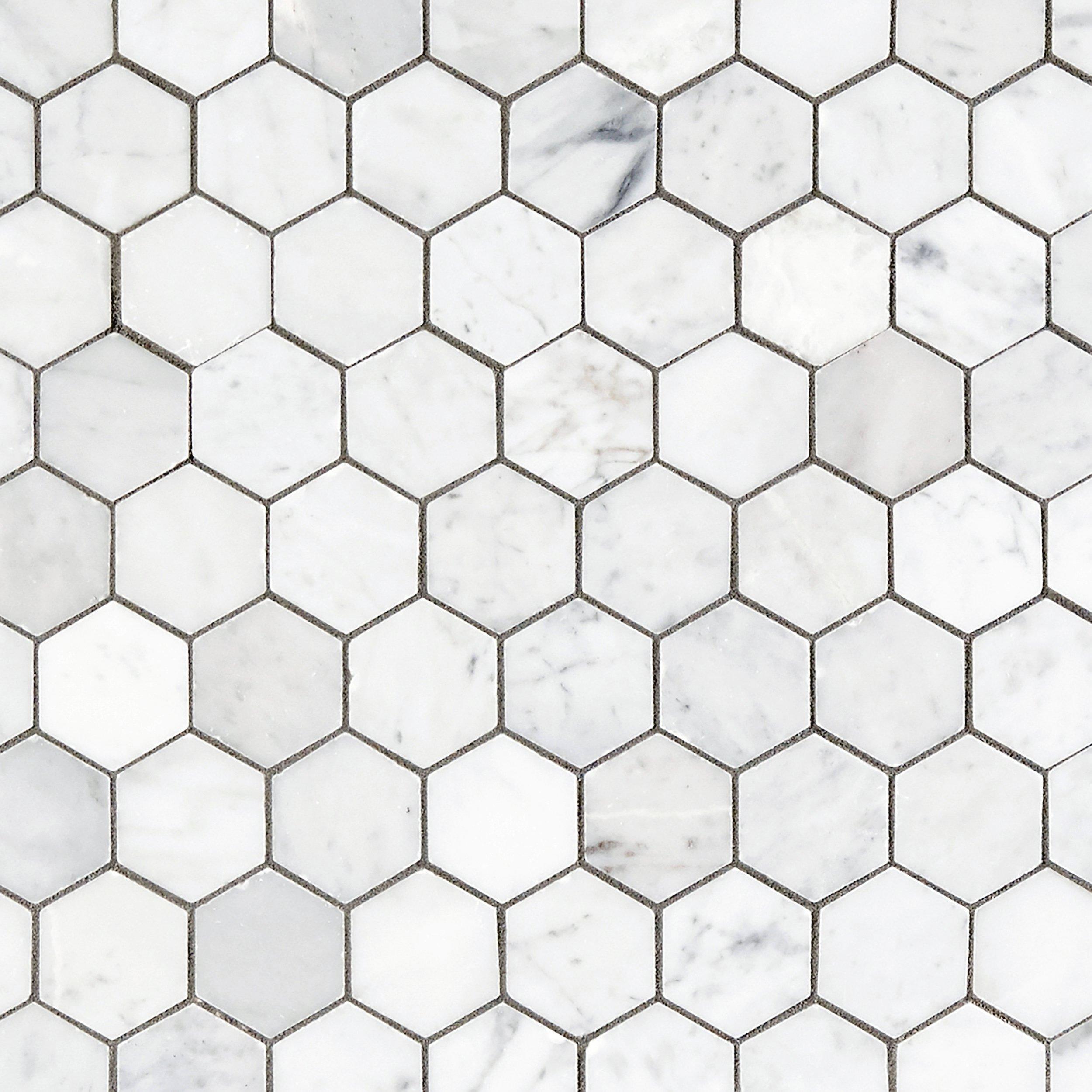 Bianco Carrara Hexagon Marble Mosaic | Floor & Decor