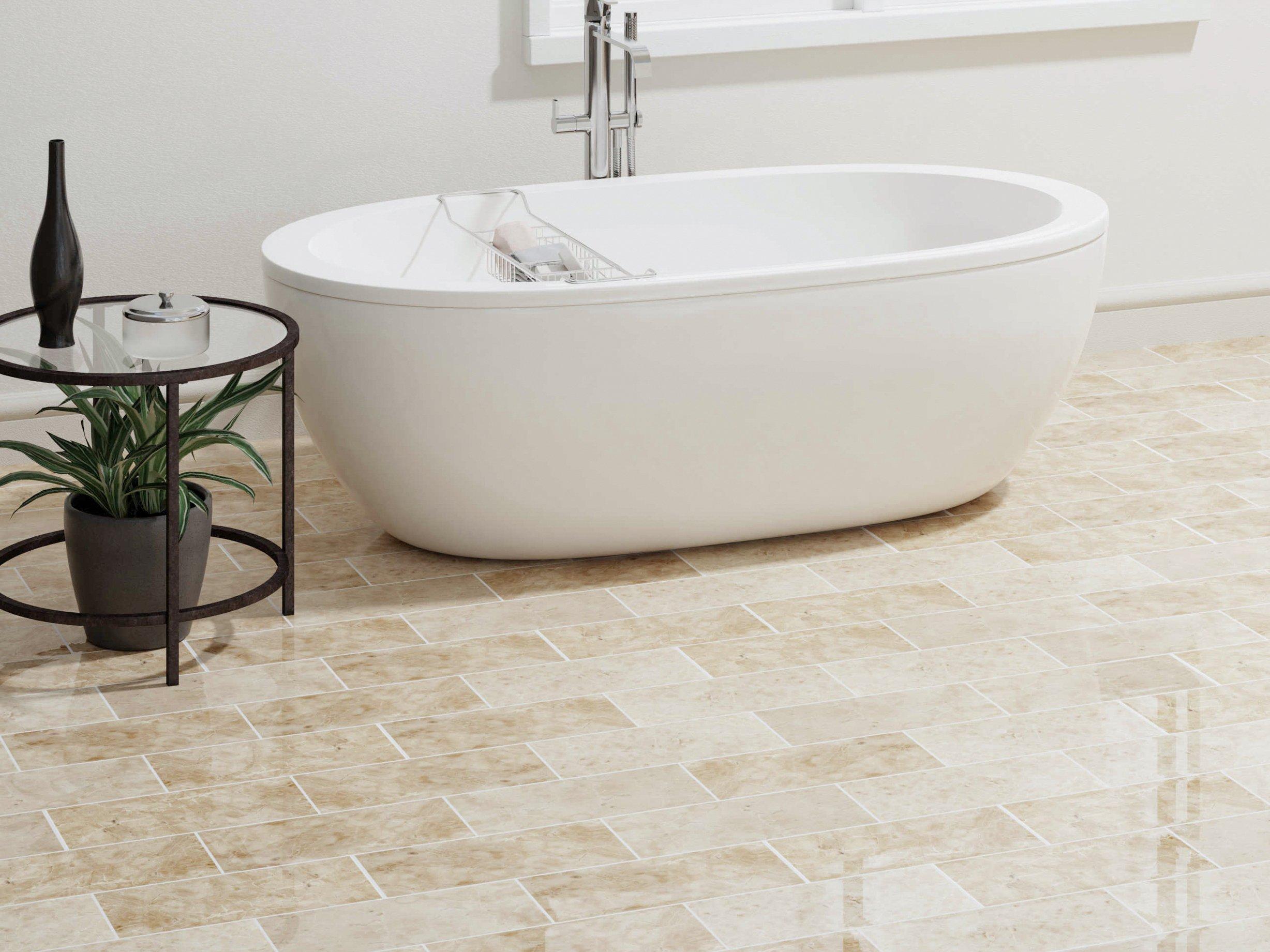 Cappuccino Beige 2 x 4 in. Brick Polished Marble Mosaic