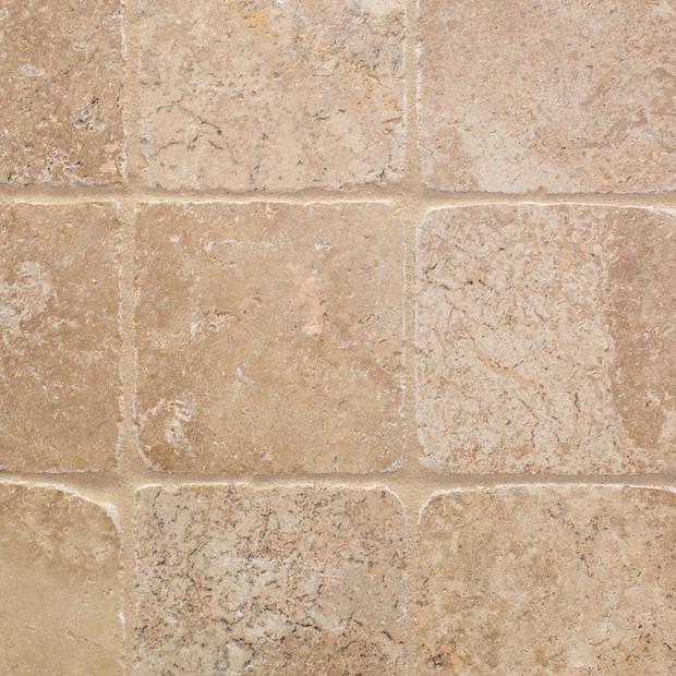 Noce Tumbled Travertine Tile - 6 x 6 - 932100268 | Floor and ...