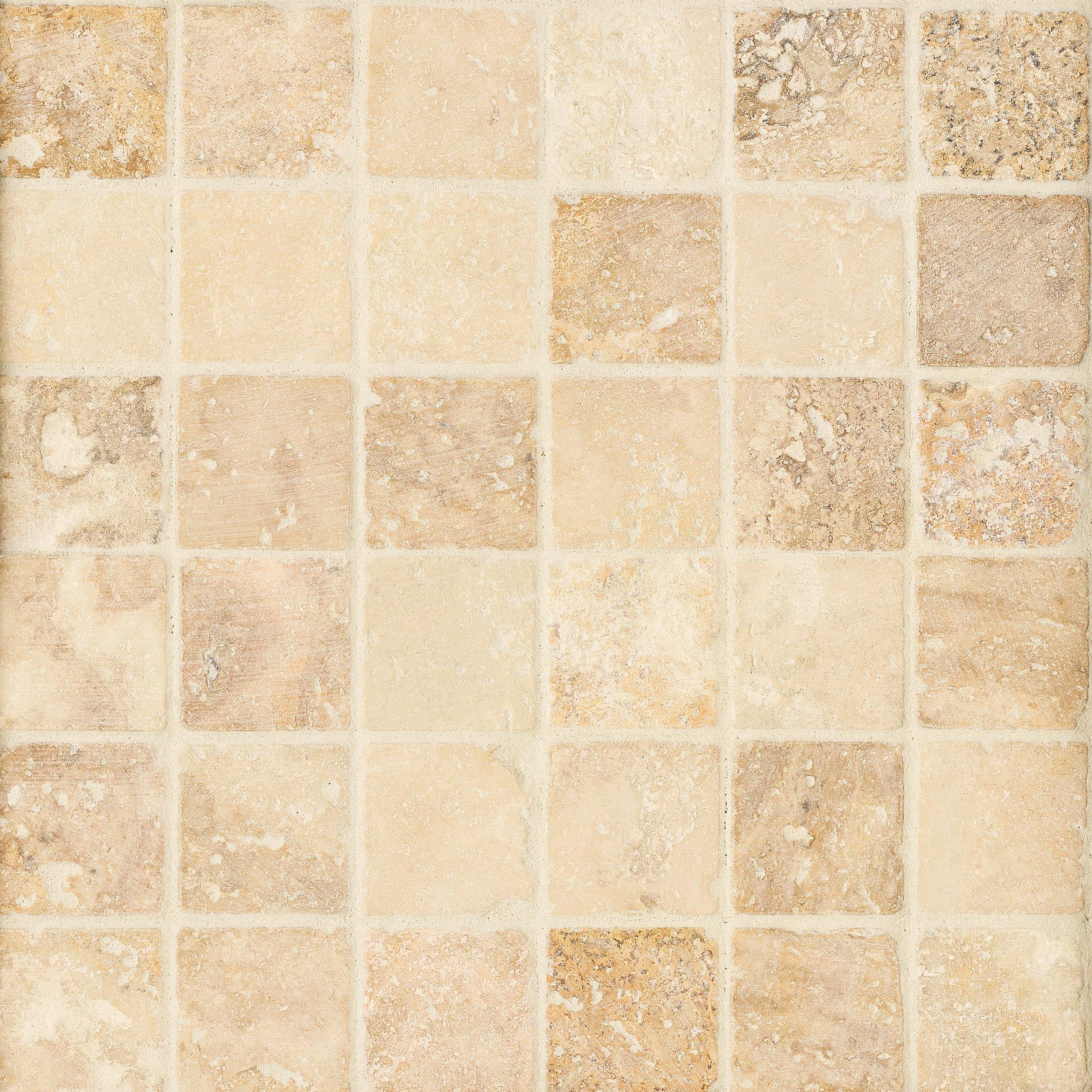 Country Beige Square Tumbled Travertine Mosaic