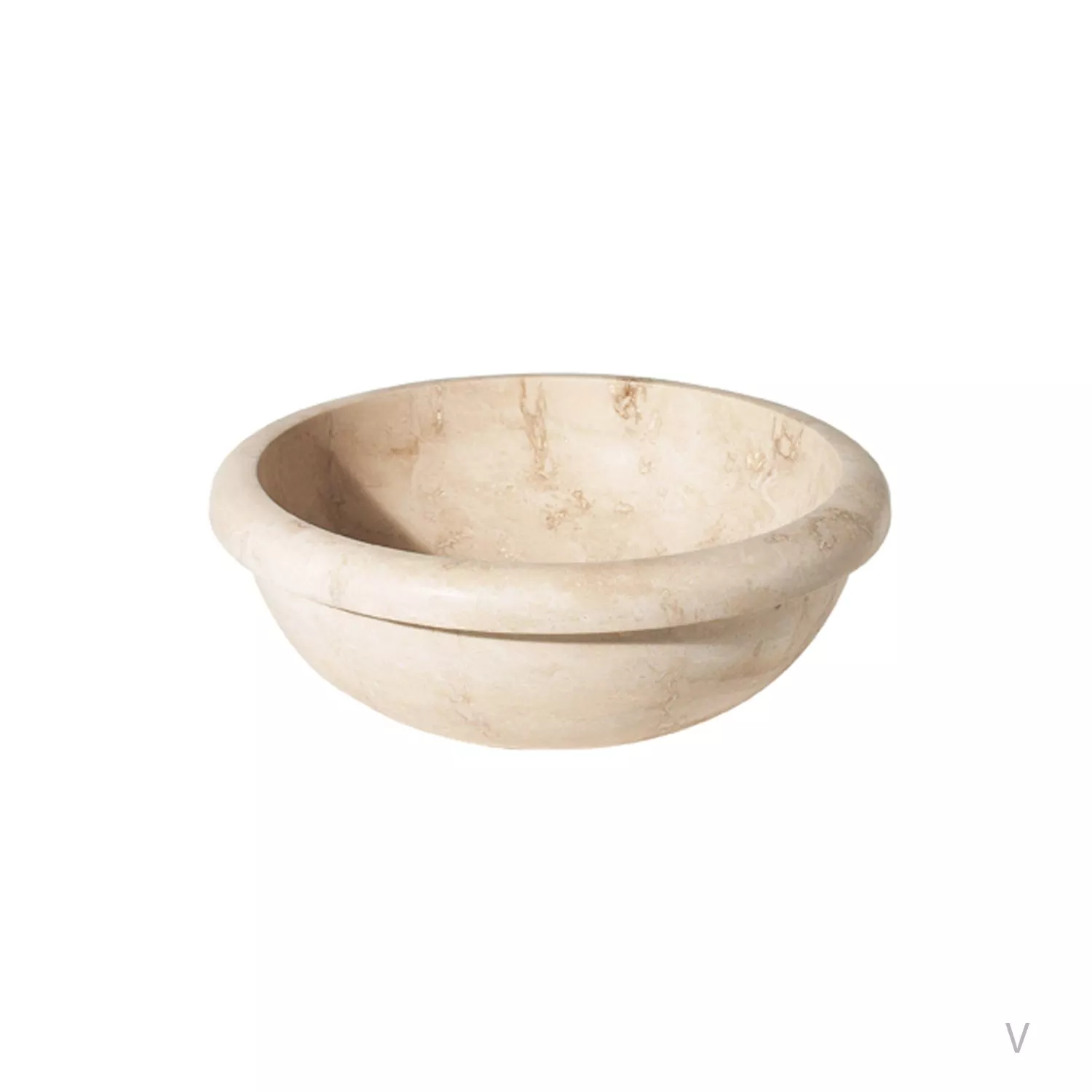 Light Round Drop-In Travertine Sink