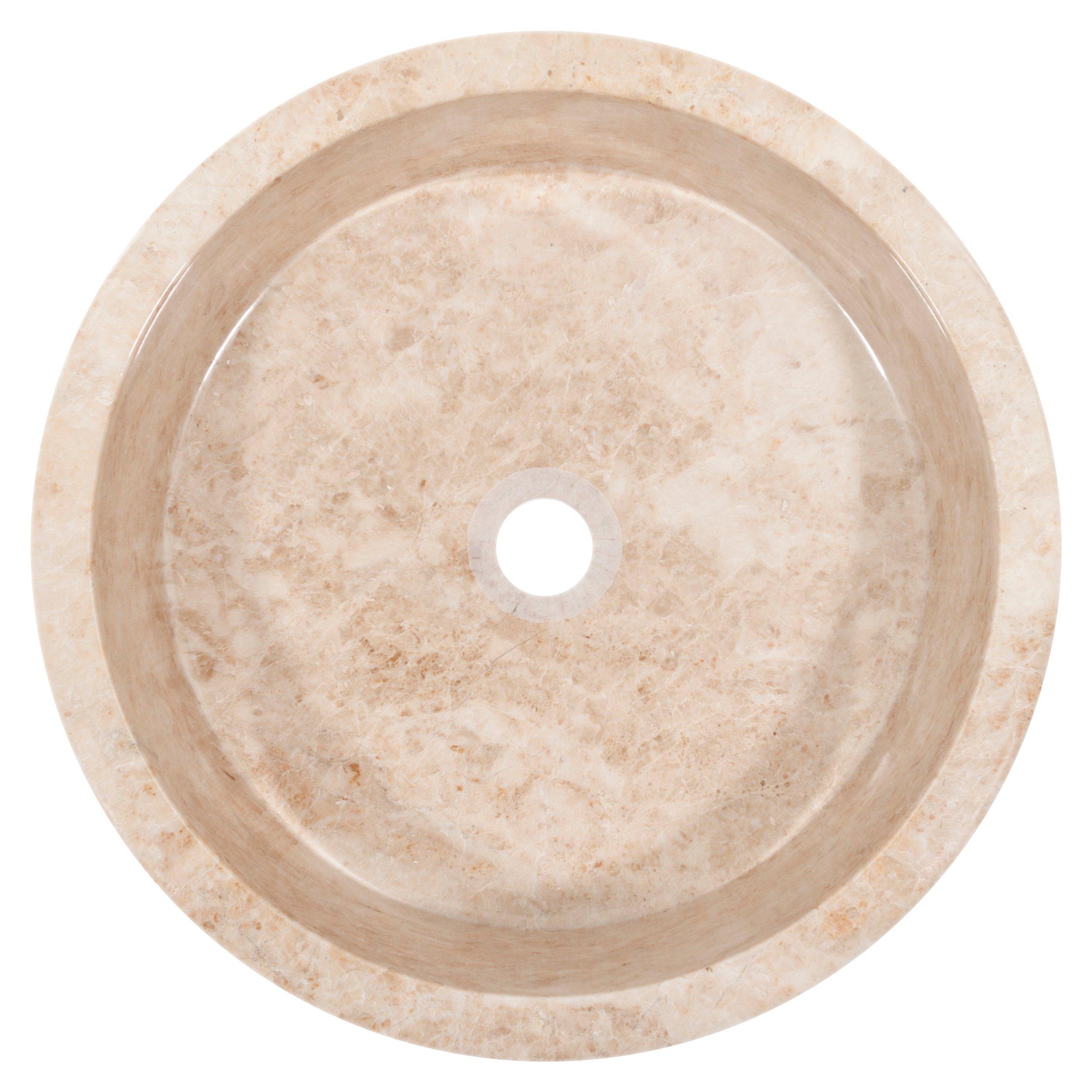 Cappuccino Round Polished Marble Sink Floor and Decor