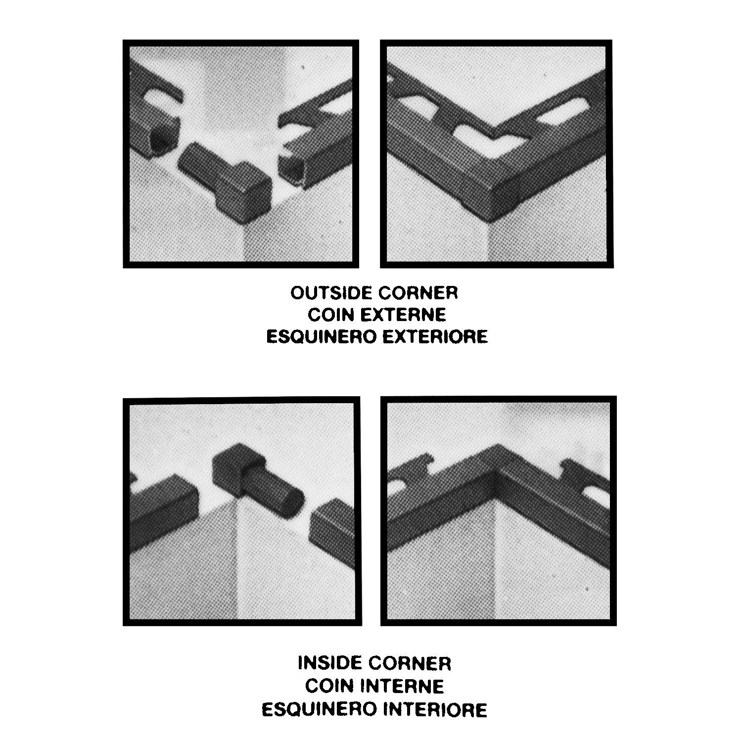 SchluterQuadec Outside/Inside Corners for 1/2in. Satin Anodized Aluminum Quadec Profile 1/2in