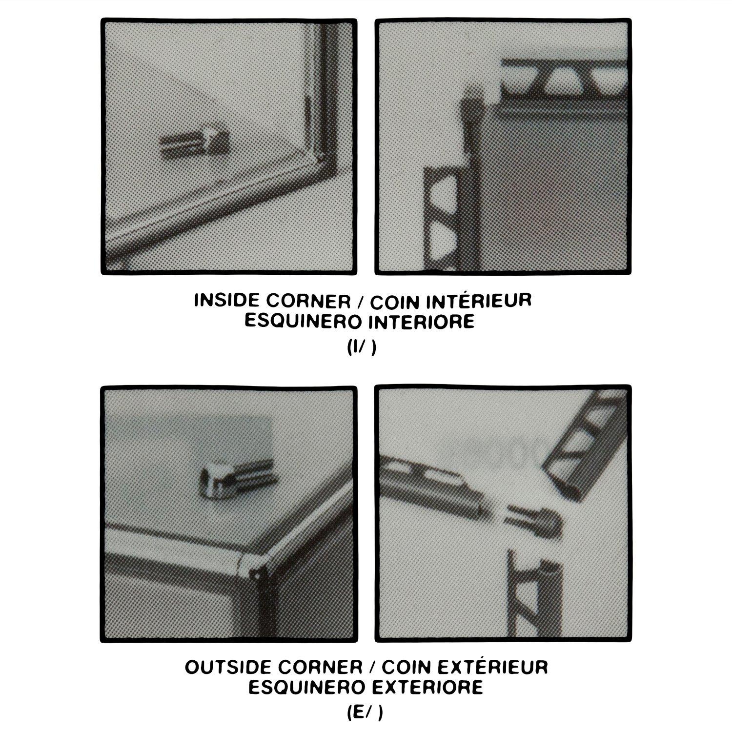 Schluter-Rondec Outside Corner for 3/8in. Satin Nickel Anodized