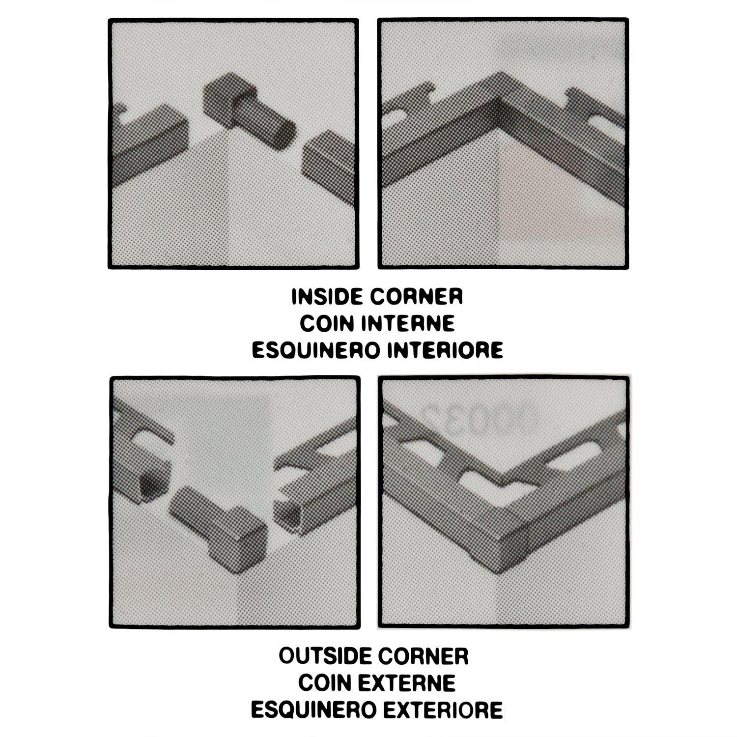 Schluter Quadec In/Out Corner 3/8in. Aluminum Satin Nickel