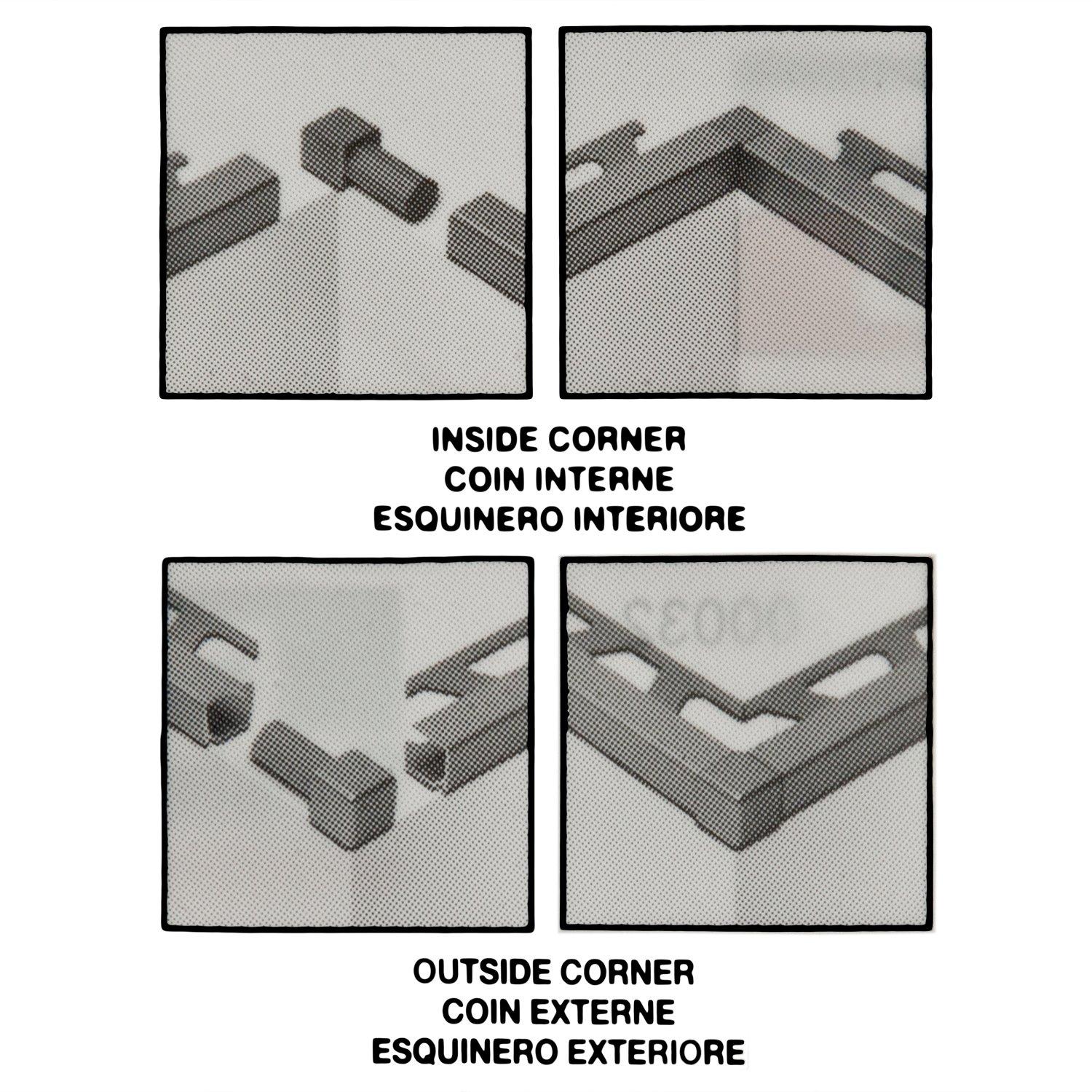 Schluter-Quadec Corner for 3/8in. Satin Nickel Anodized Aluminum Quadec Profile