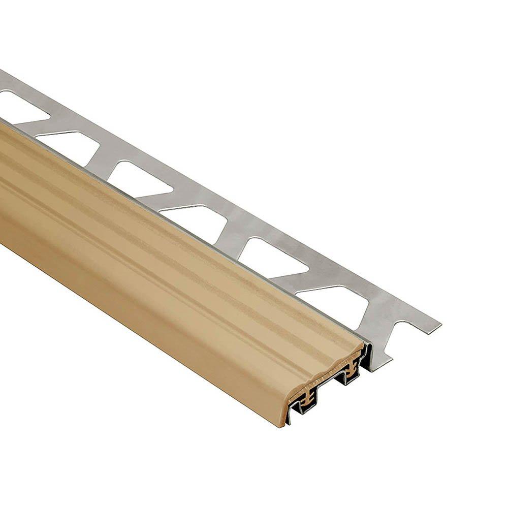 Schluter Trep-Se 5/16in. Stainless Steel 1-1/32in. Tread Light Beige 4ft. 11in.