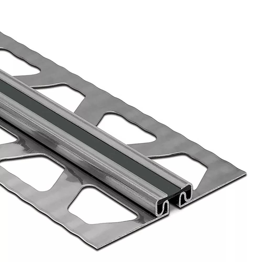 Schluter Dilex-Eksb 3/16in. Stainless Steel w/ 1/4in. Joint Black