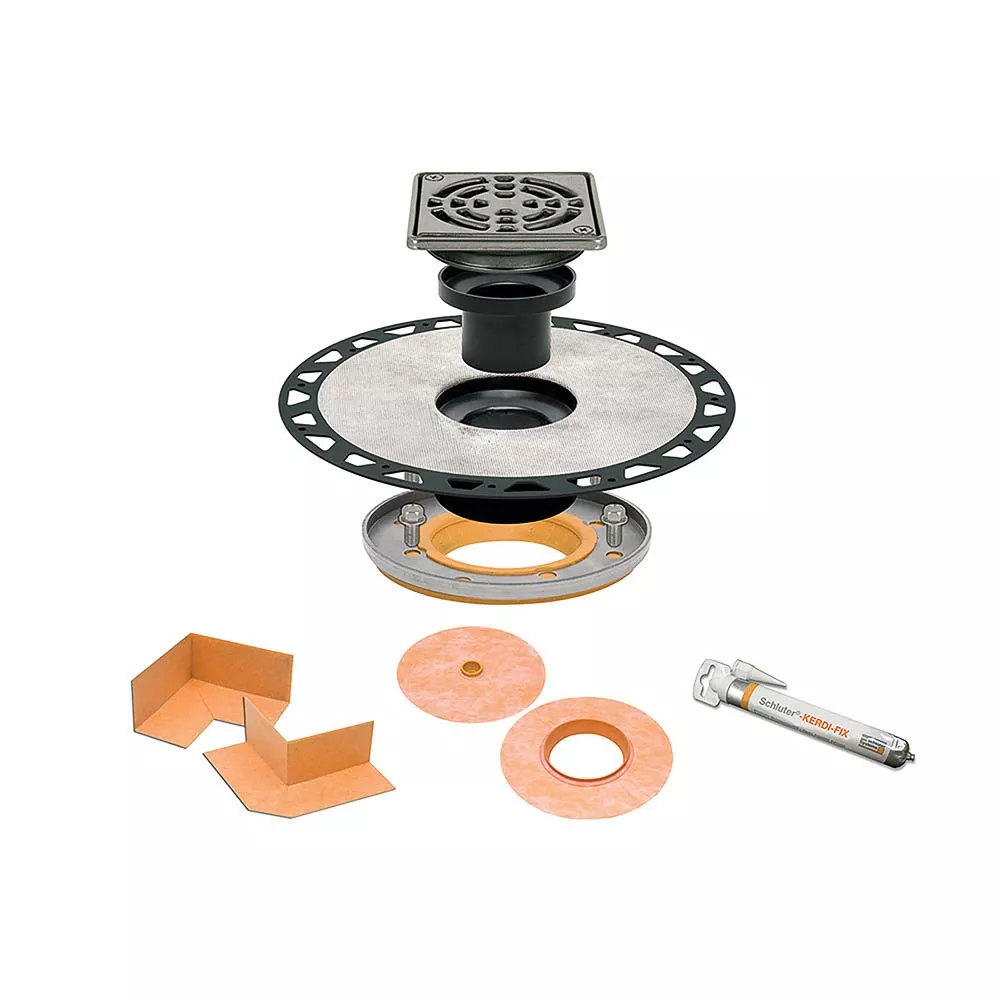 Schluter Kerdi-Drain RES Adapt Kit ABS 4in. Grate Stainless Steel
