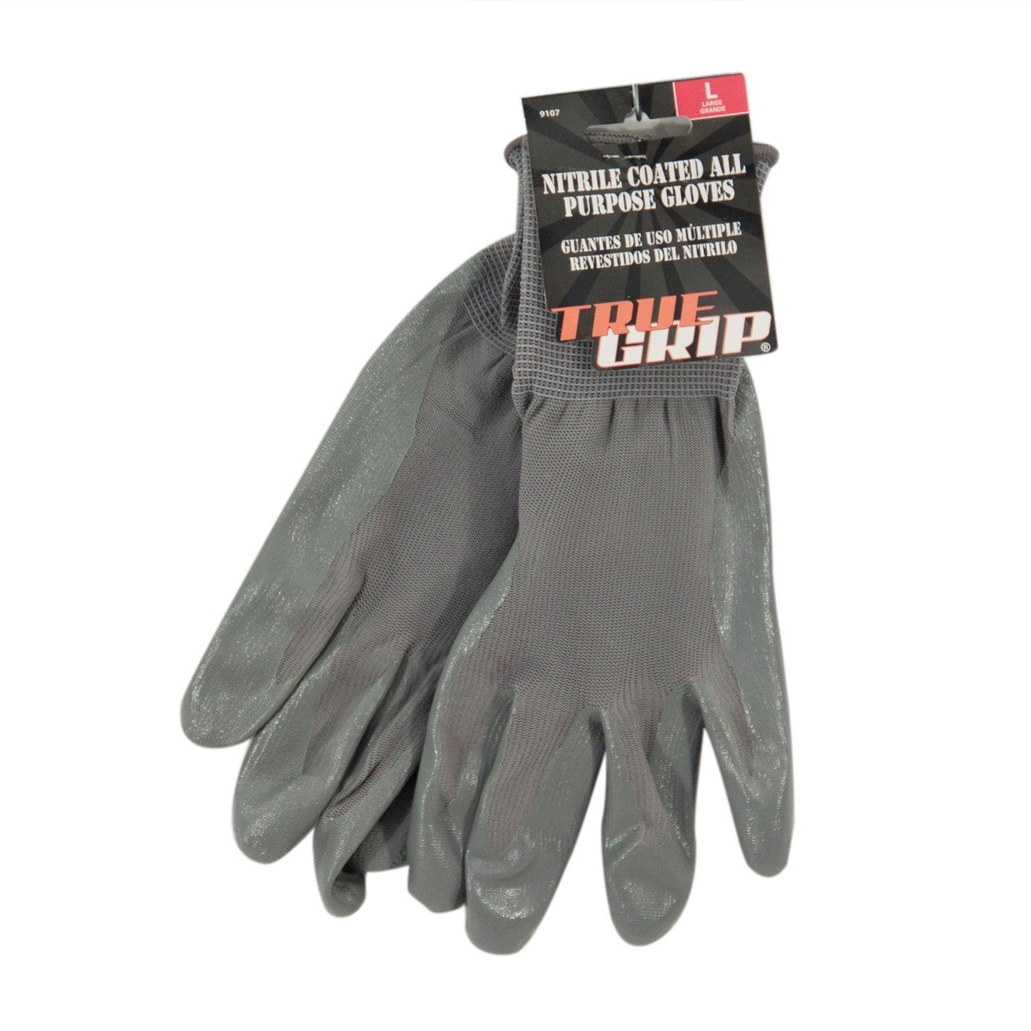 True Grip Gloves, General Purpose, Nitrile Coated, Large