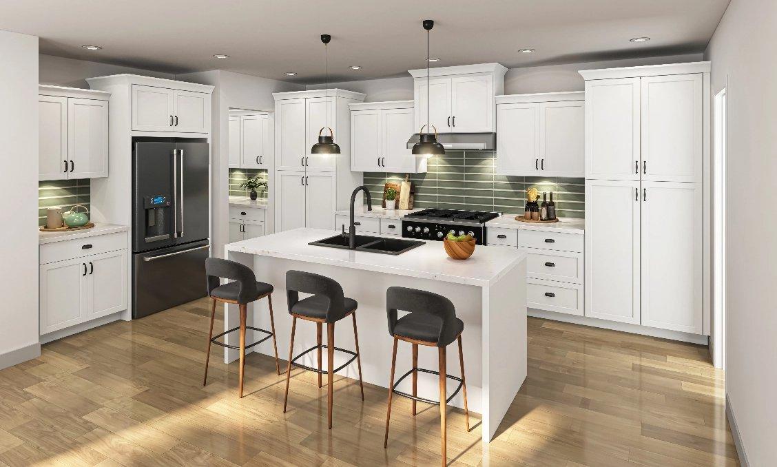 Express Ship Plywood Cabinets room scene with white cabinets