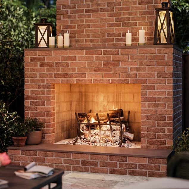 Outdoor brick fireplace. 