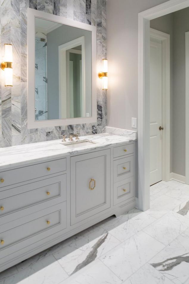 Marble bathroom with vanity