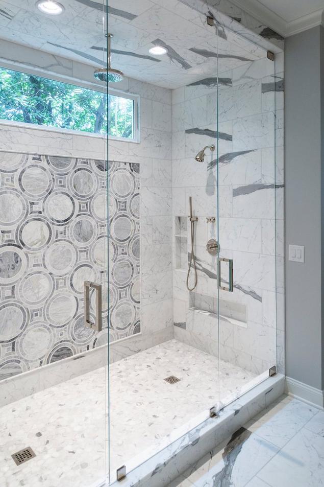 Marble bathroom shower