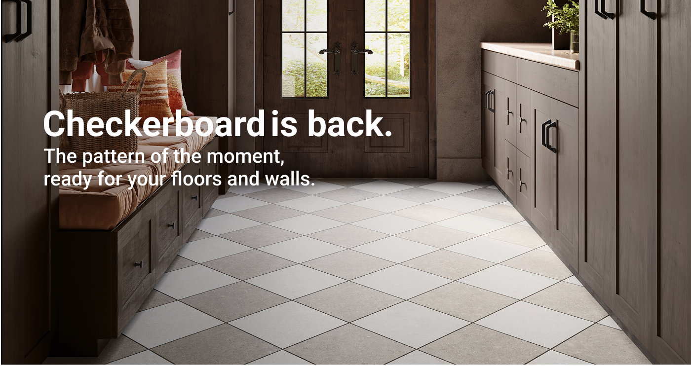 Checkerboard is back.  The pattern of the moment, ready for your floors and walls. 