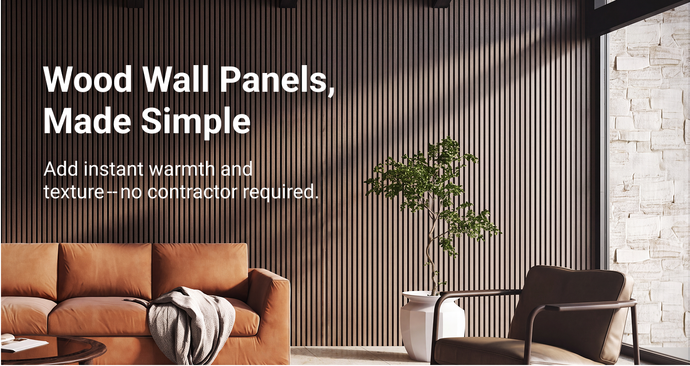 Wood Wall Panels, Made Simple. Add instant warmth and texture -- no contractor required.