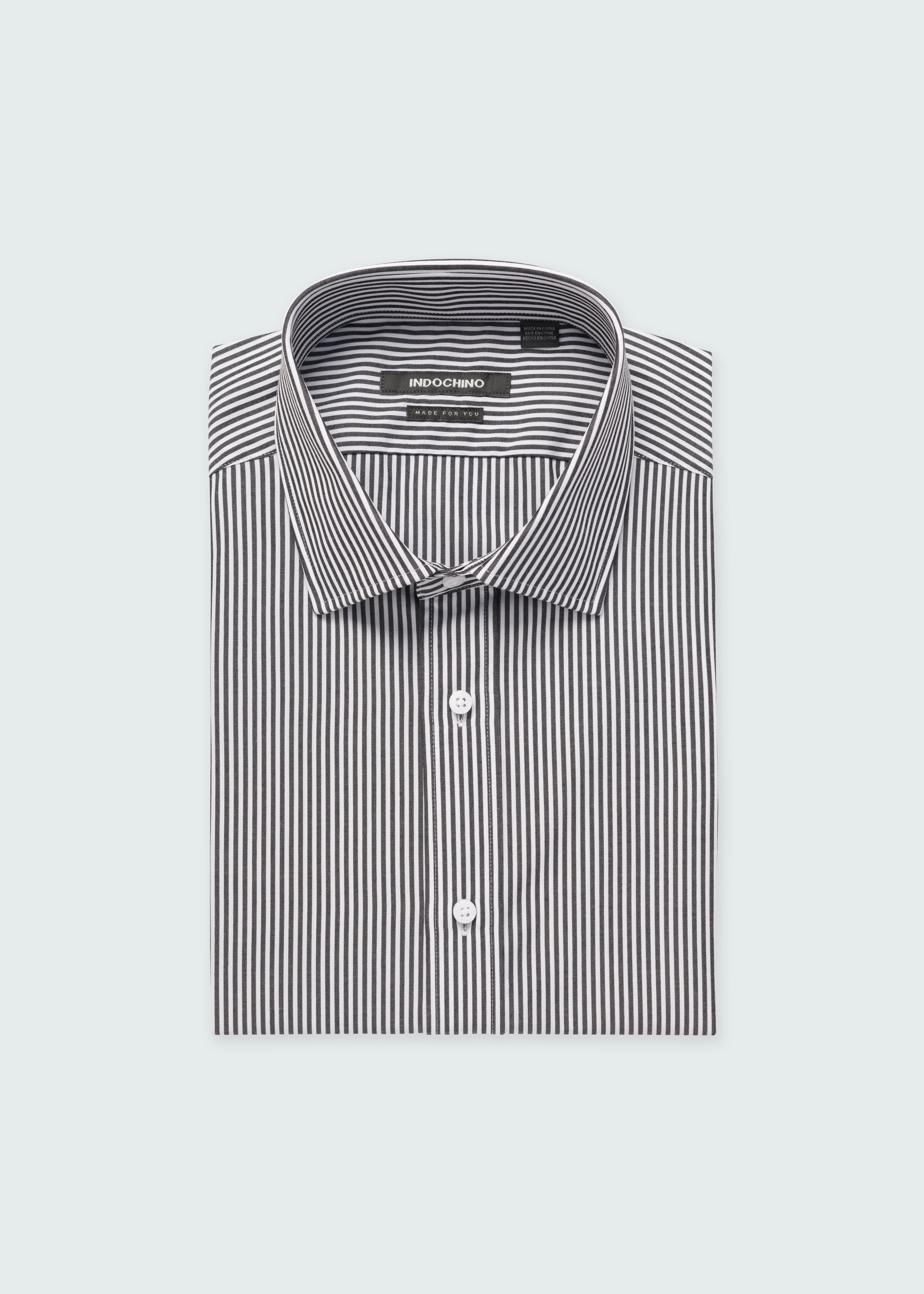 Men's Dress Shirts - Helston Pinstripe Black Shirt | INDOCHINO