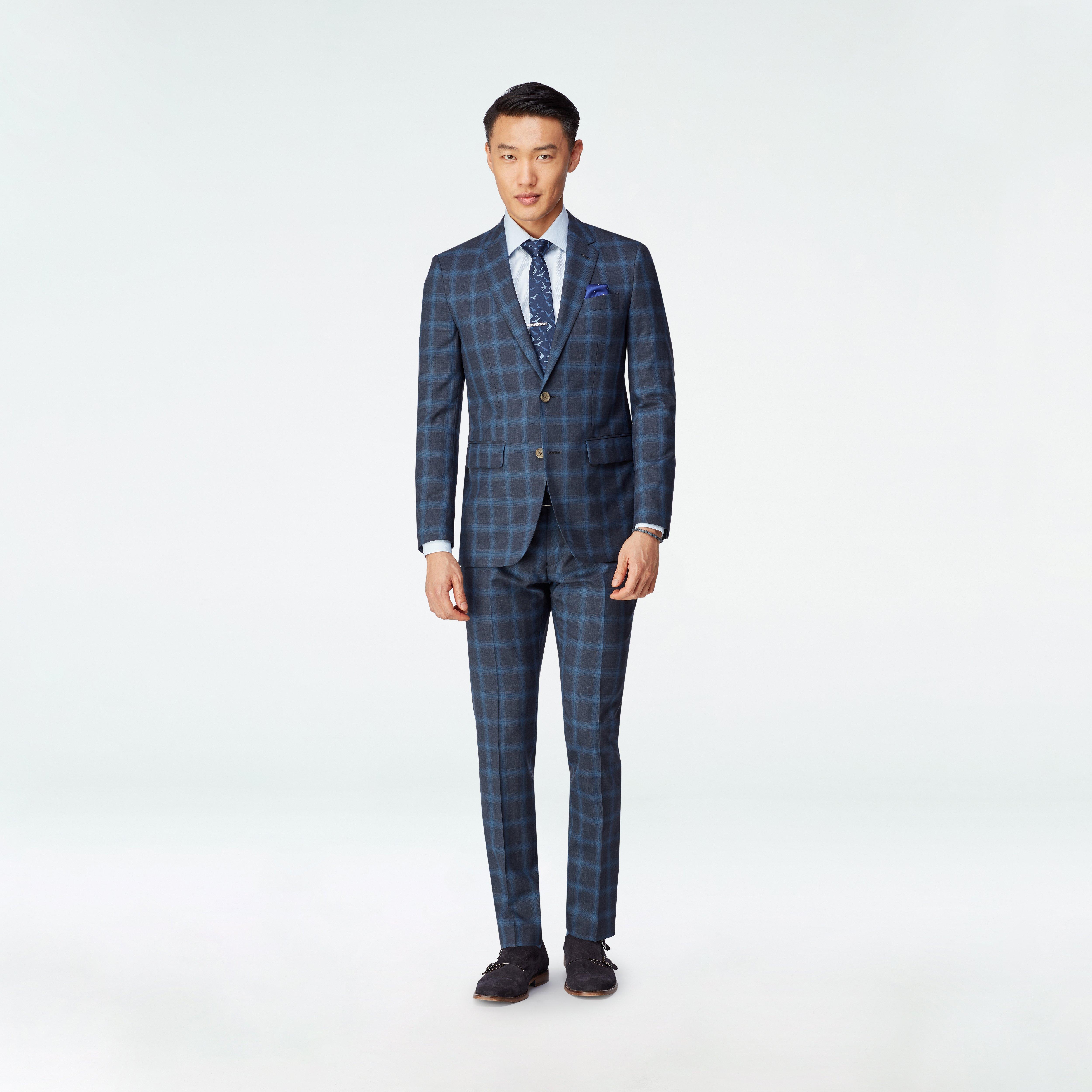 navy windowpane blazer