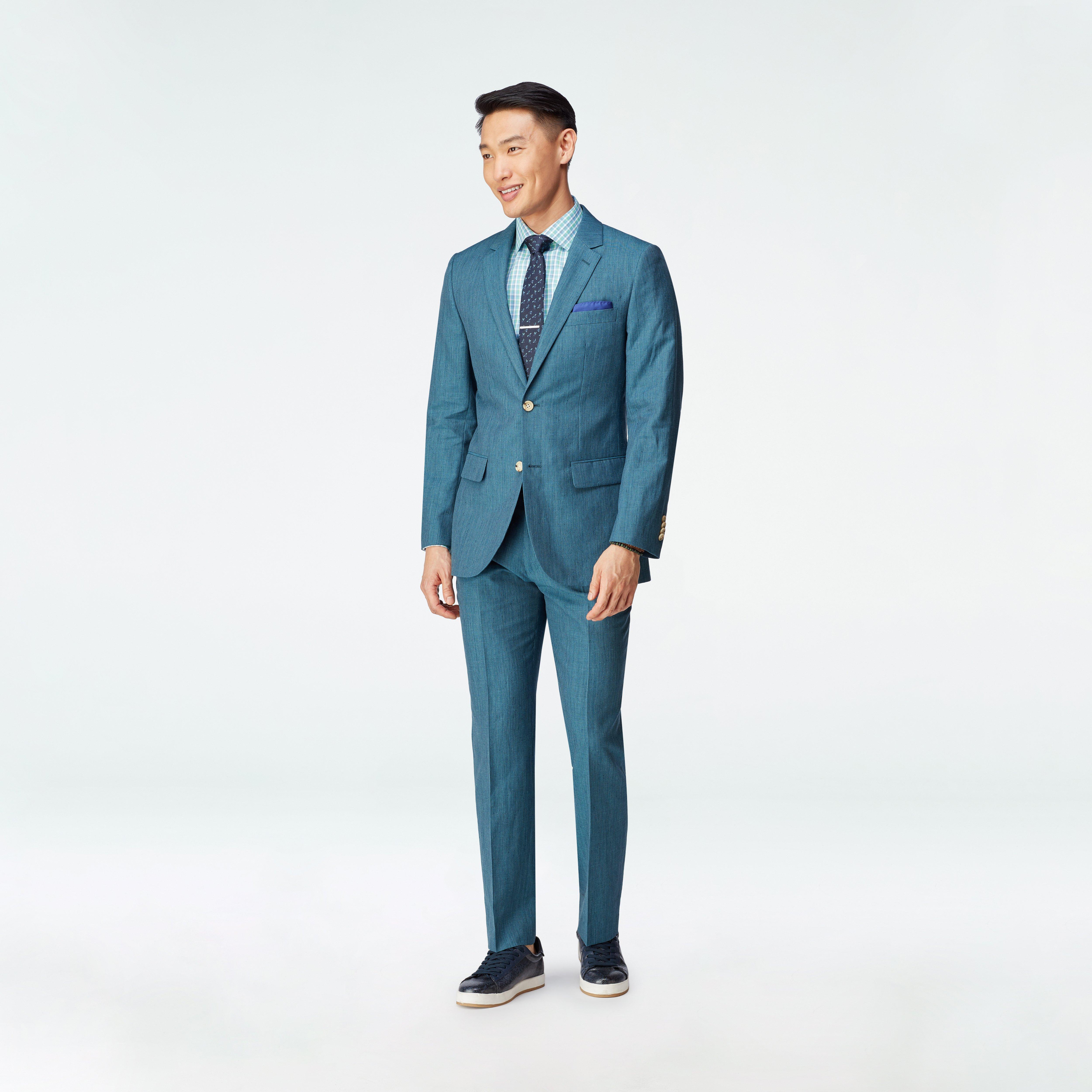 Seaton Teal Fineline Suit