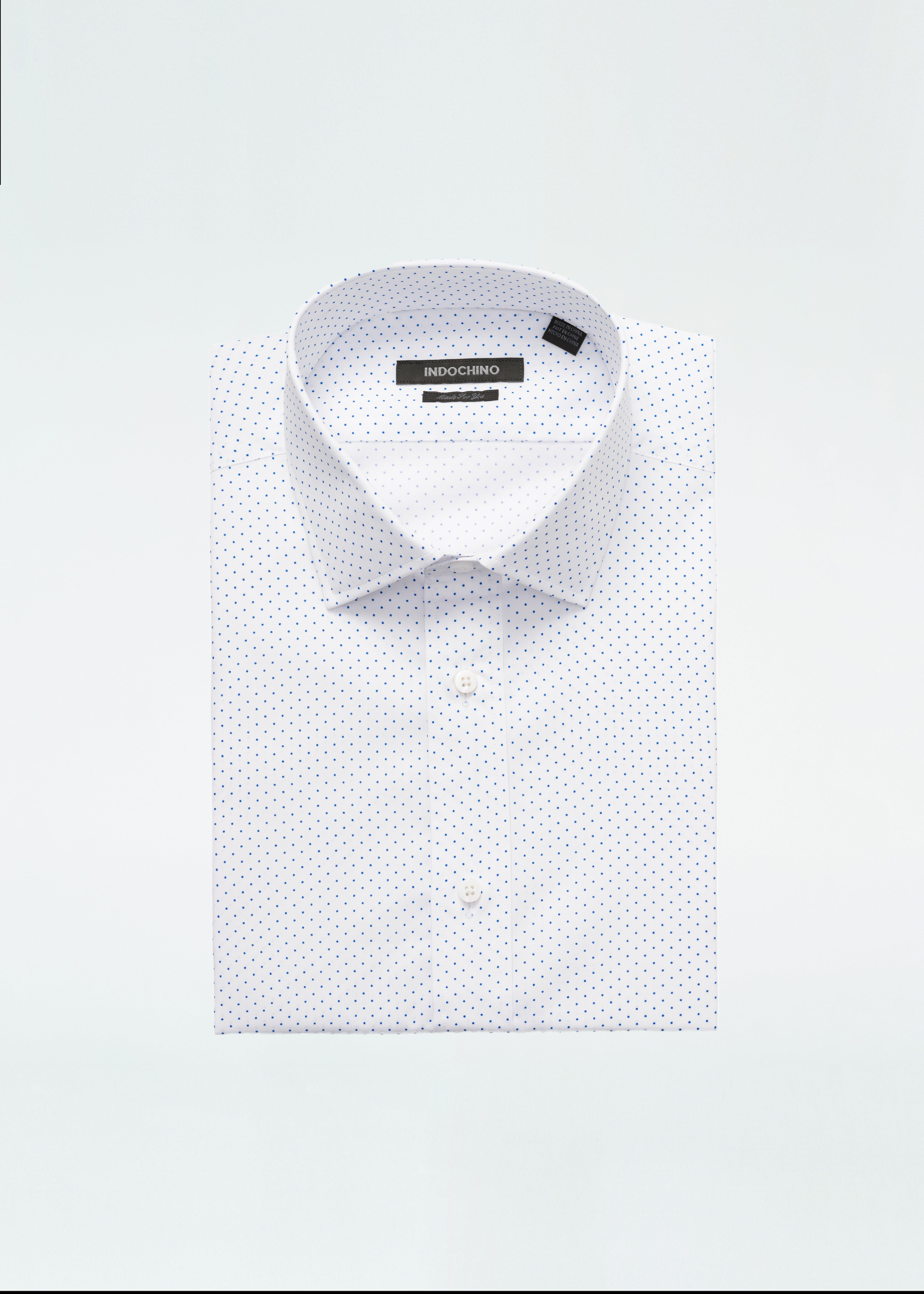 Men's Dress Shirts - Hayton Dot White Blue Shirt