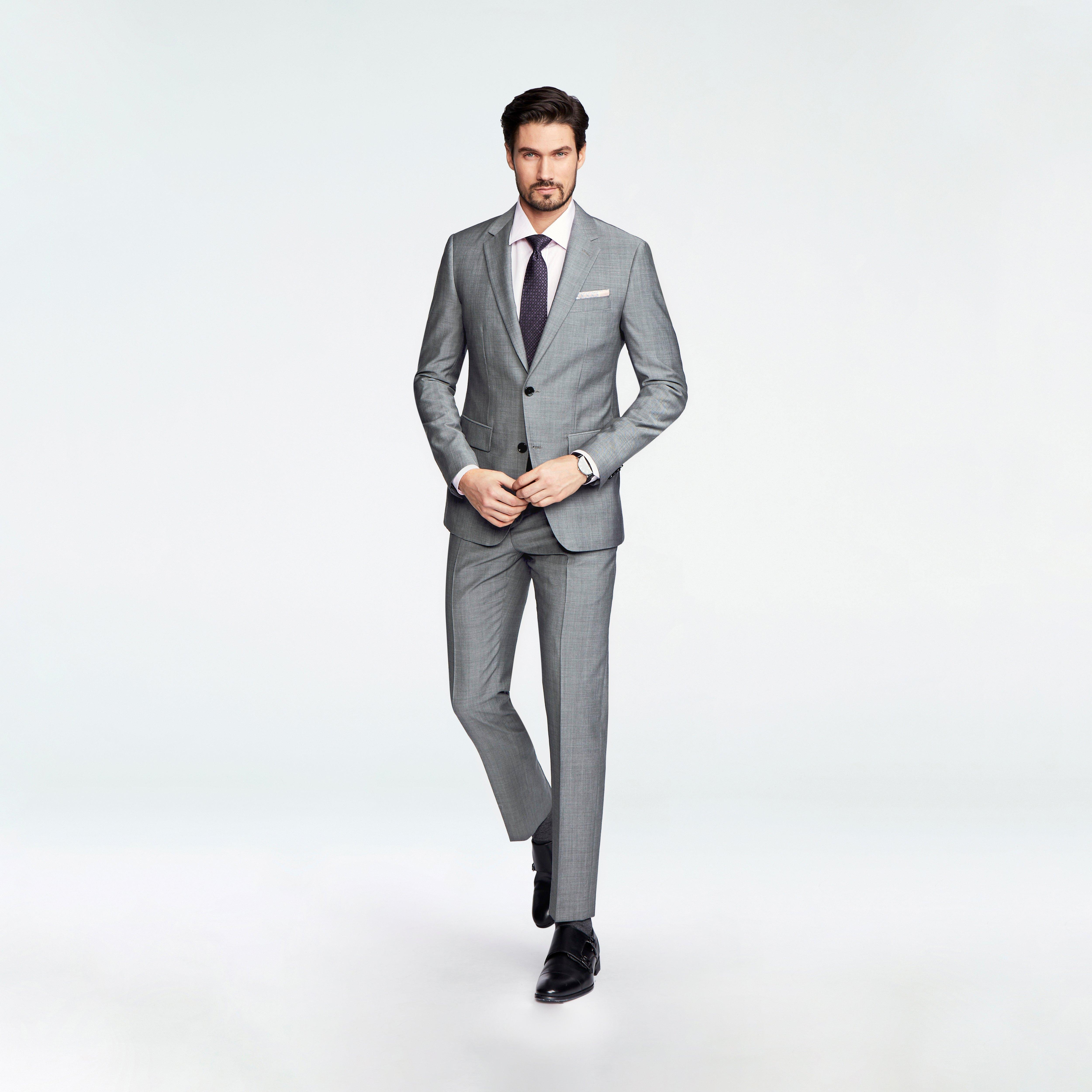 Men's Light Gray best Suit plaid Suit