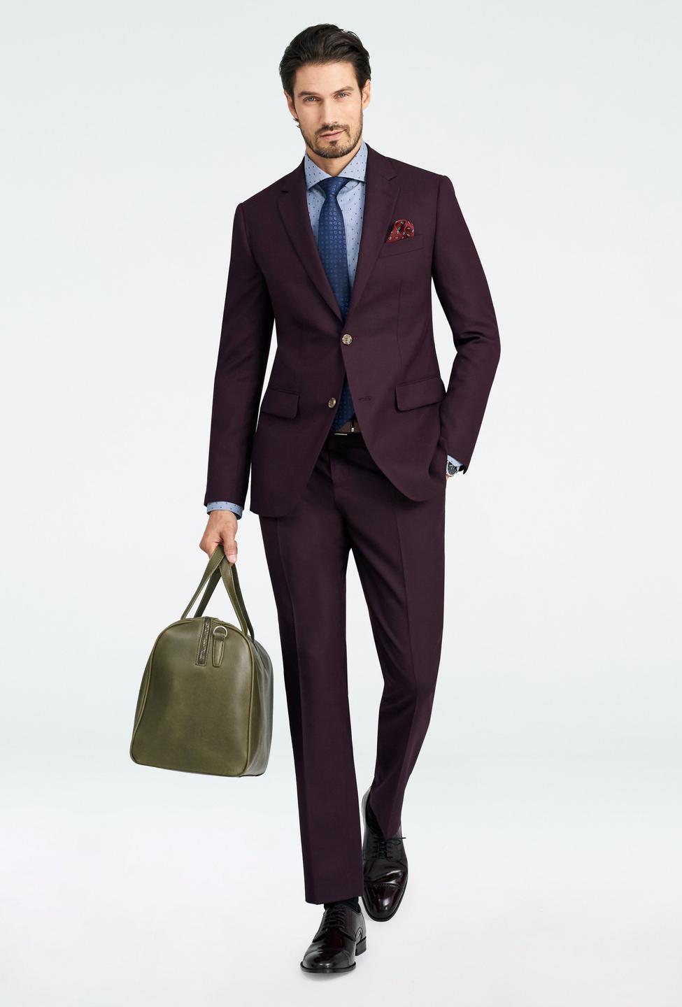 Burgundy suit - Hayward Solid Design from Luxury Indochino Collection
