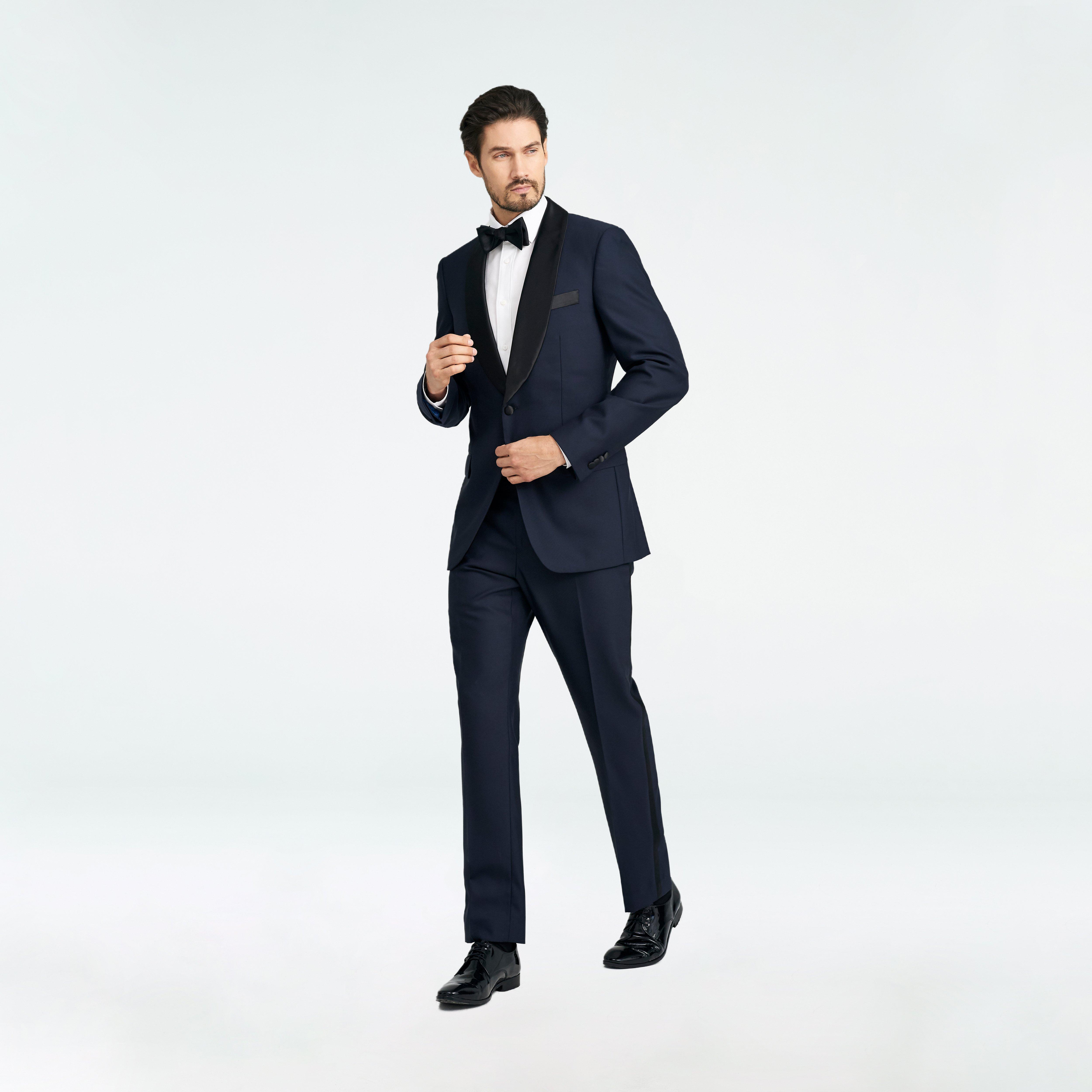 Midnight blue clearance shawl collar tuxedo