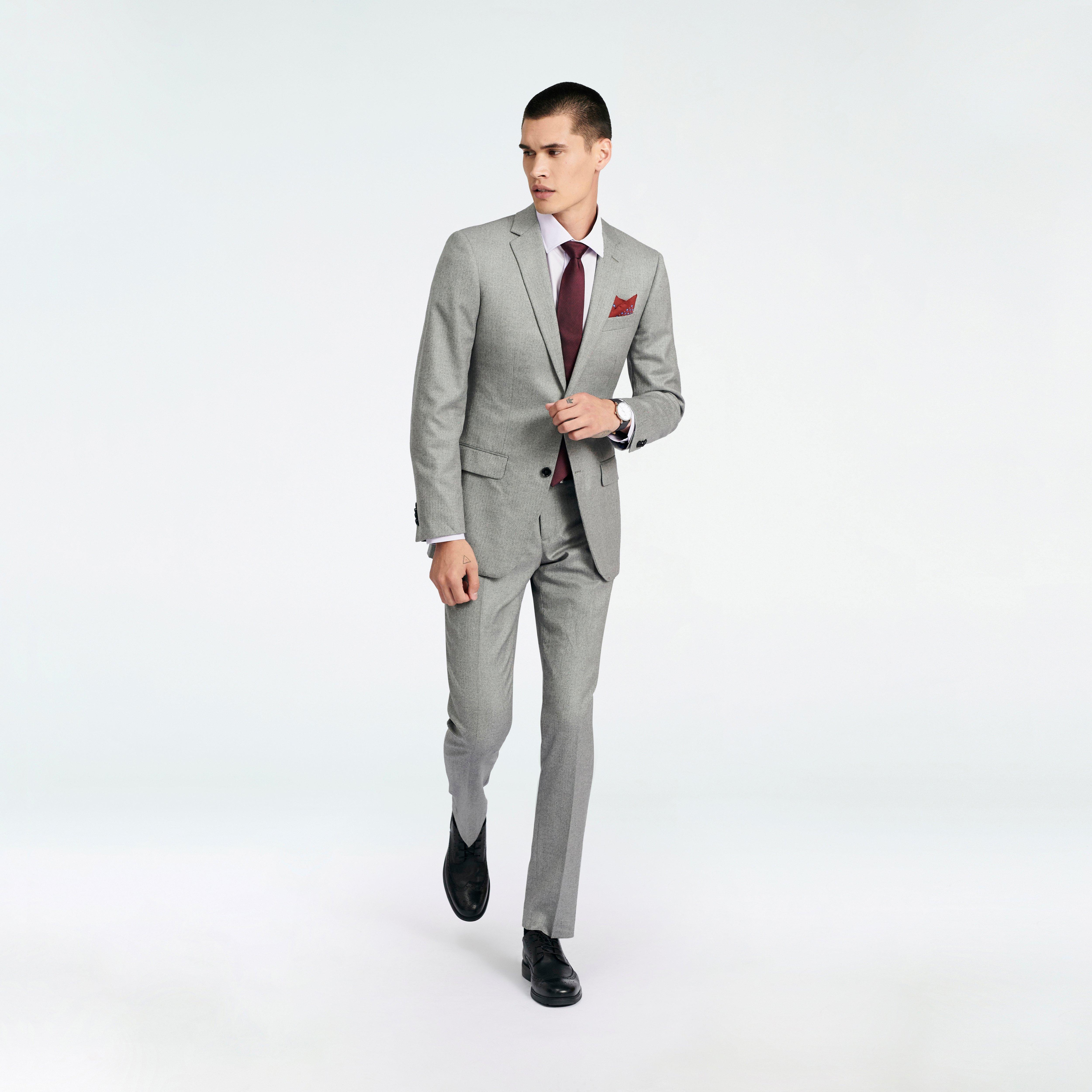 grey suit red dress Custom Suits Made For You - Prescot Herringbone Gray daydresses