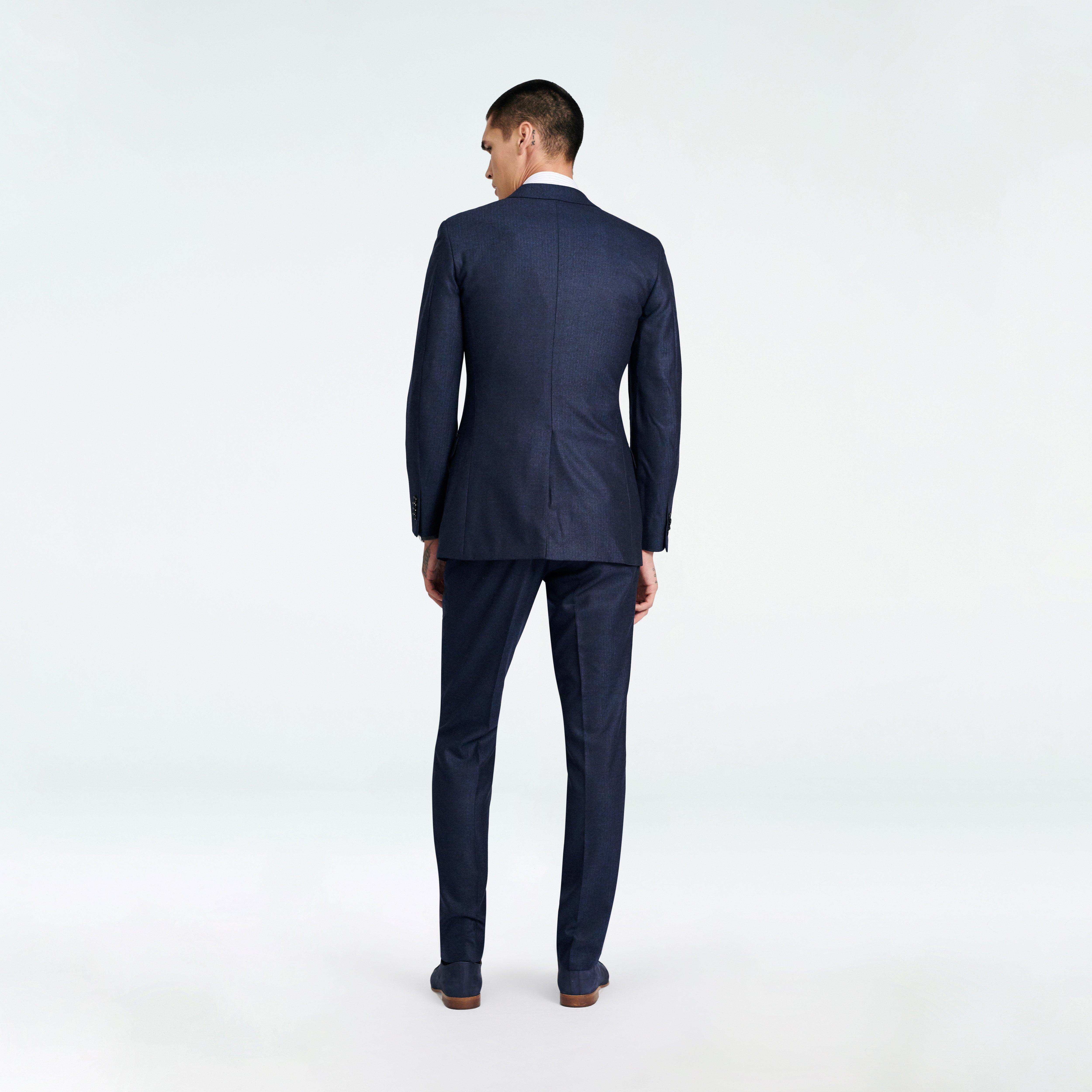 Custom Suits Made For You - Prescot Herringbone Navy Suit | INDOCHINO