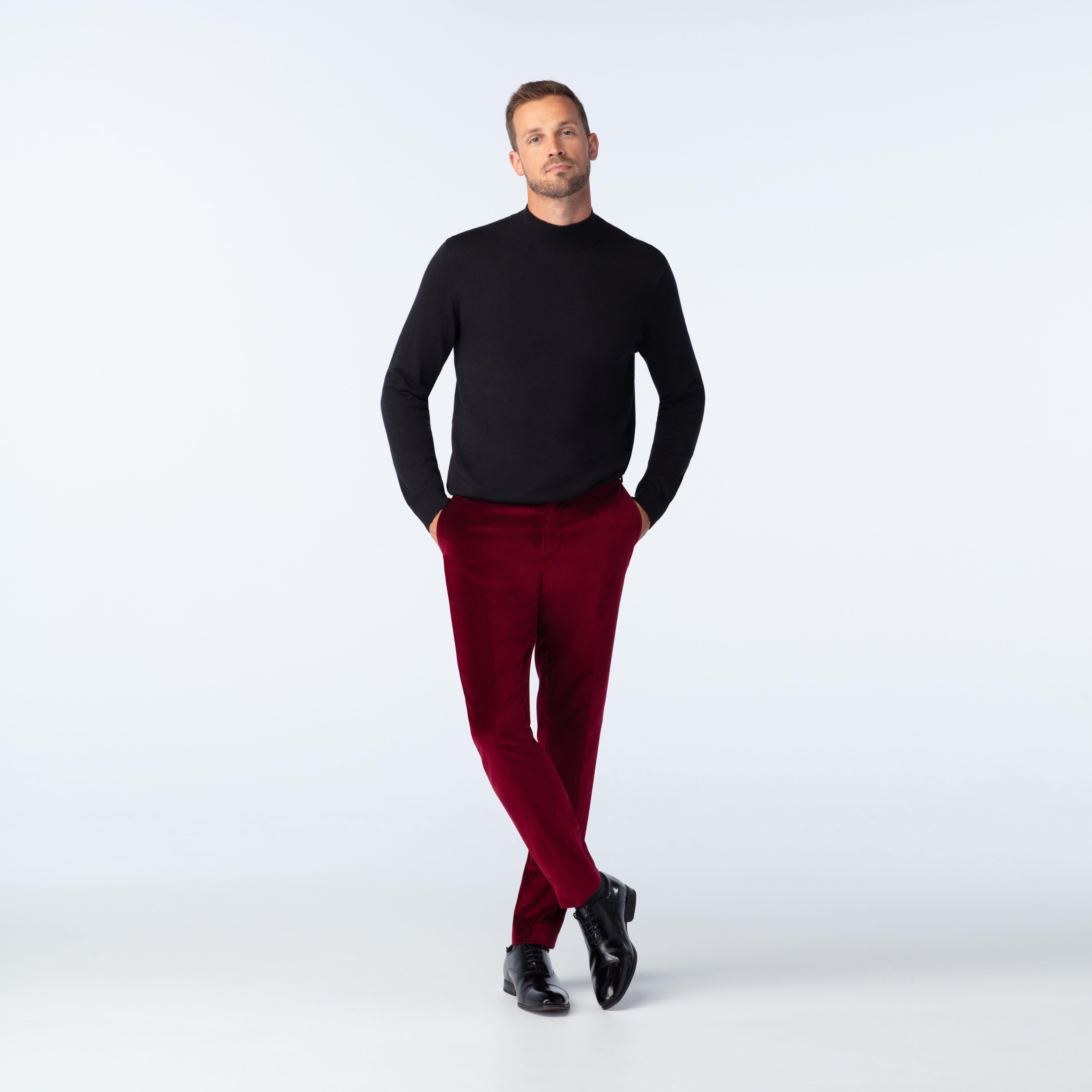 Custom Pants Made For You - Harford Velvet Burgundy Pants