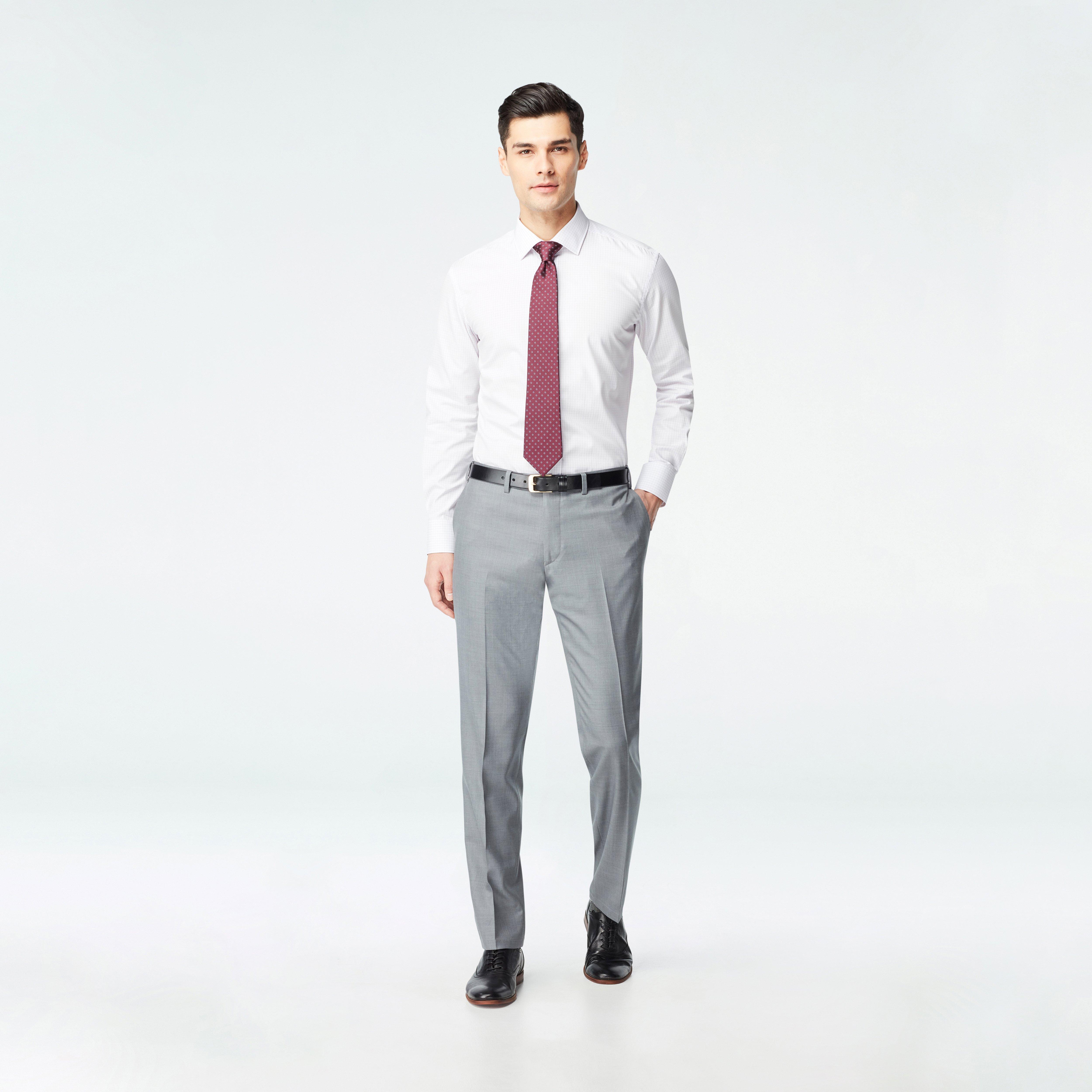 Men's Silver Gray Pants Concitor Mens Grey Trousers