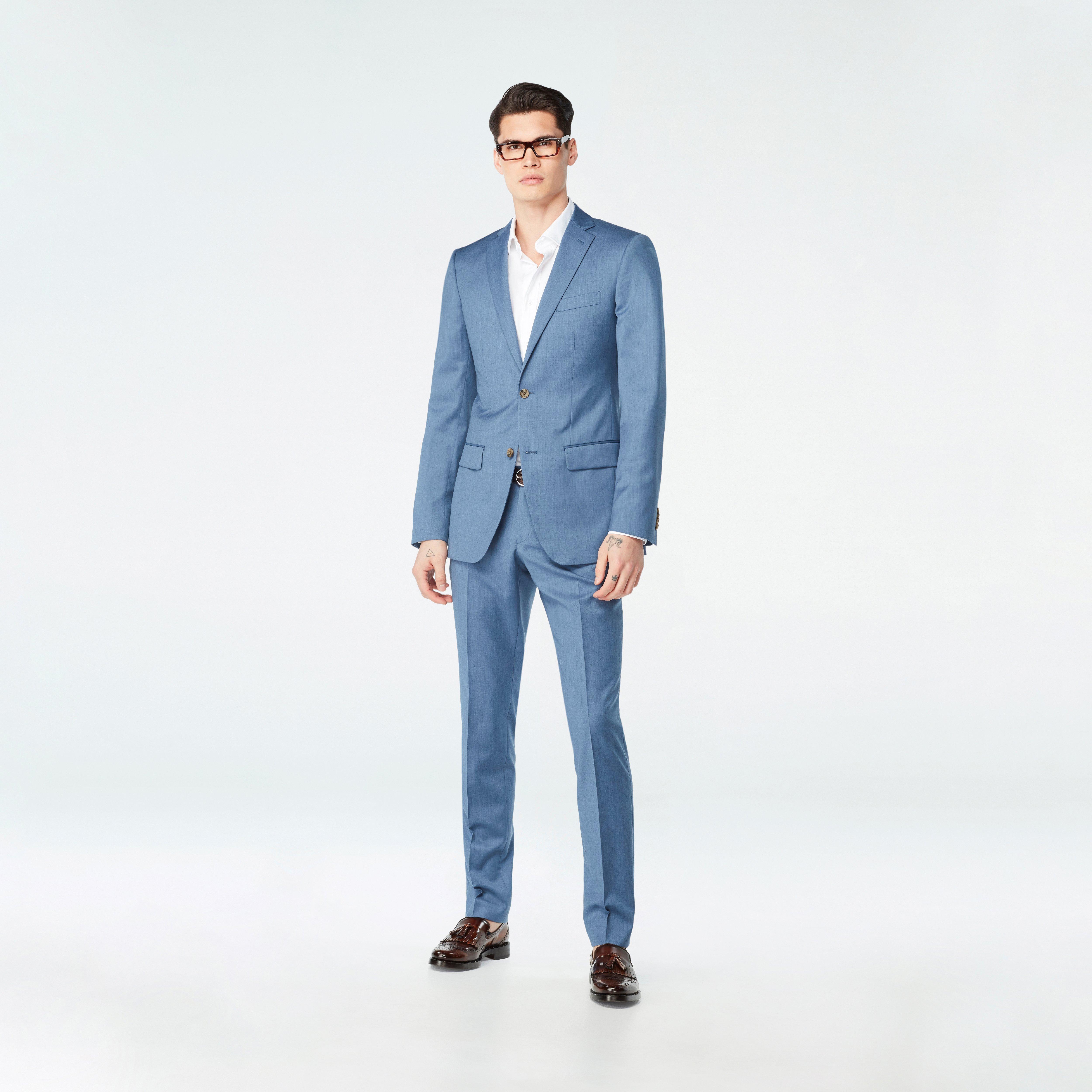 blue light dress code Indochino Men's Custom Hemsworth Blazer high side slit model Blue maxi dress Tama Asymmetric Dress 1 Color:Light Rose