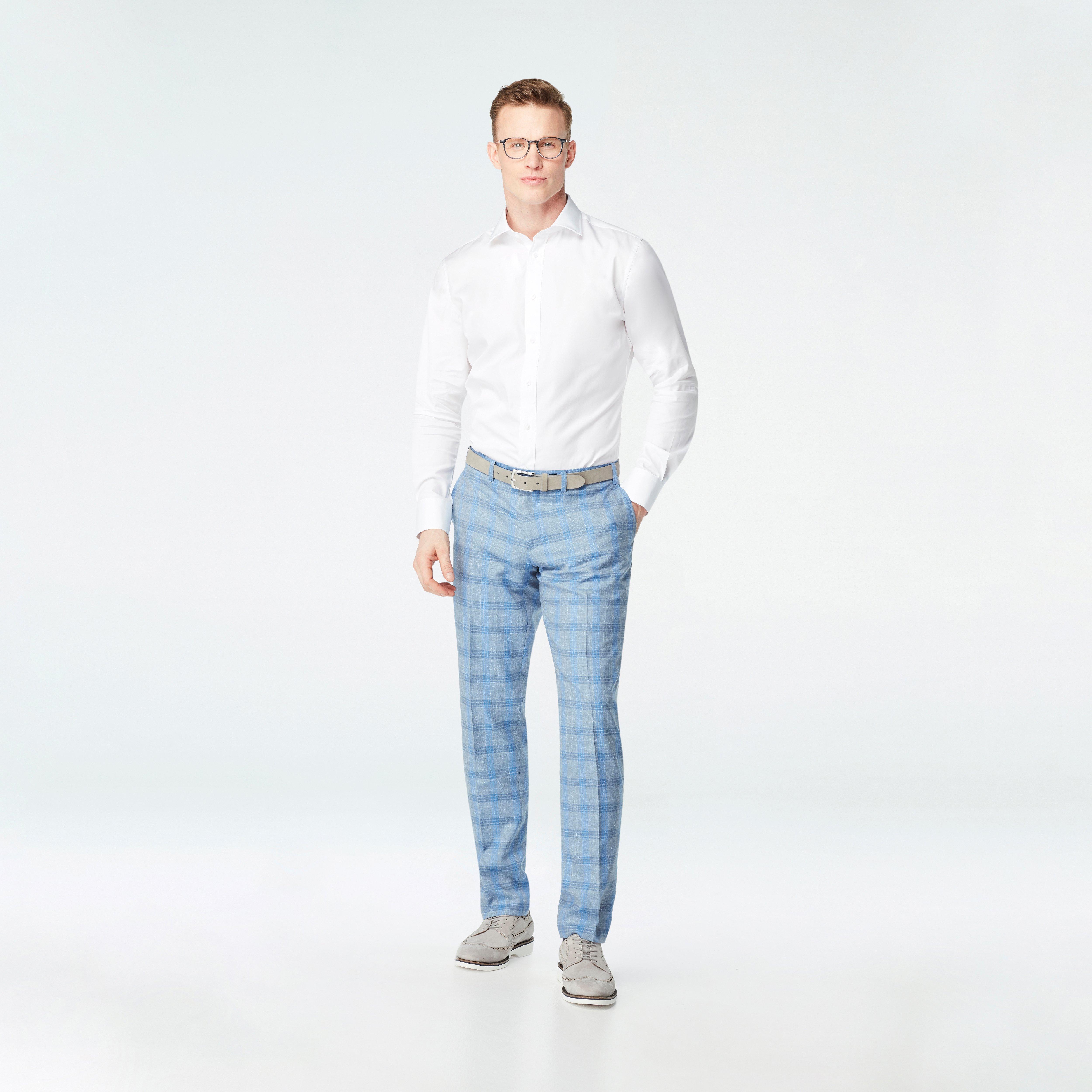 blue plaid pants for men