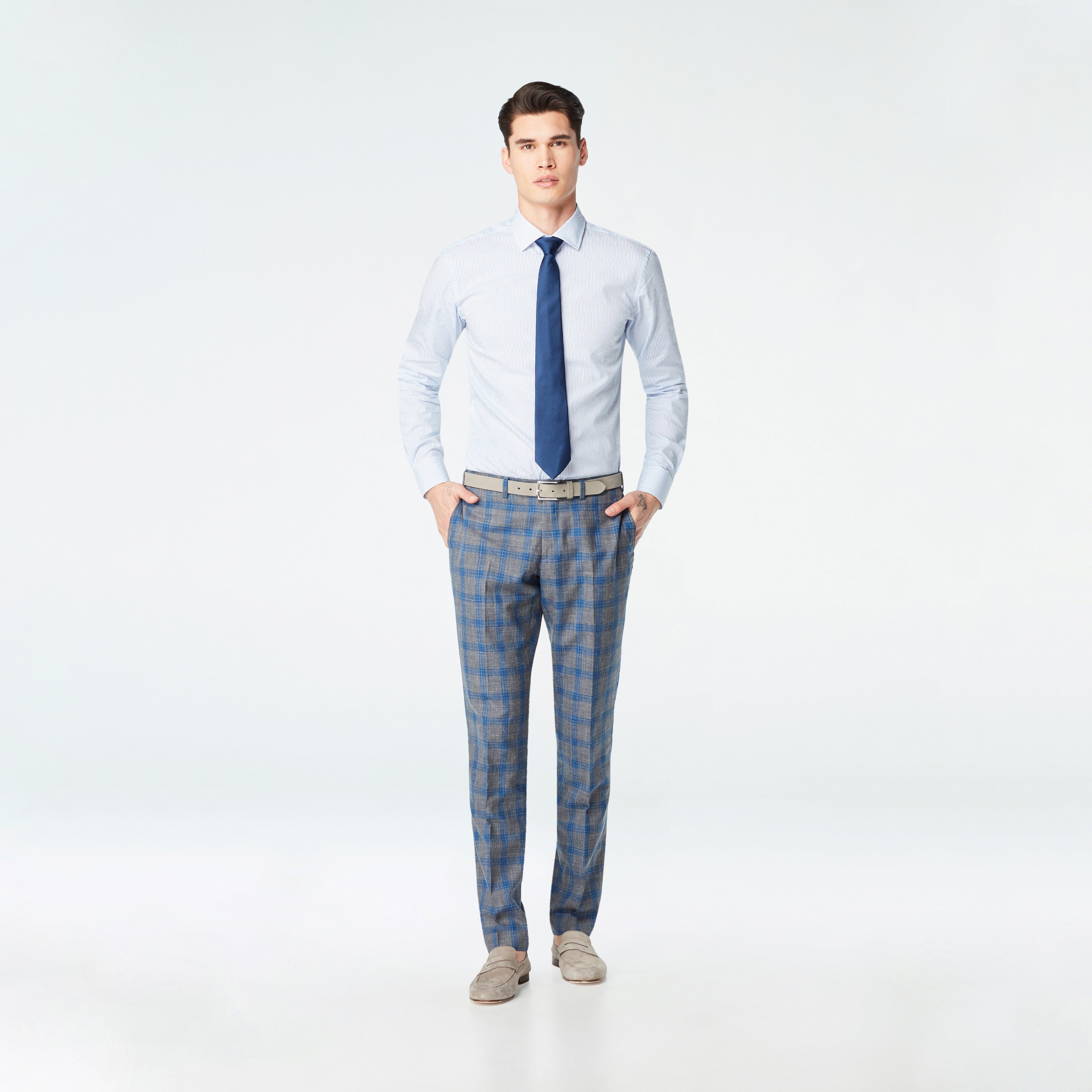 Blue plaid hot sale dress pants