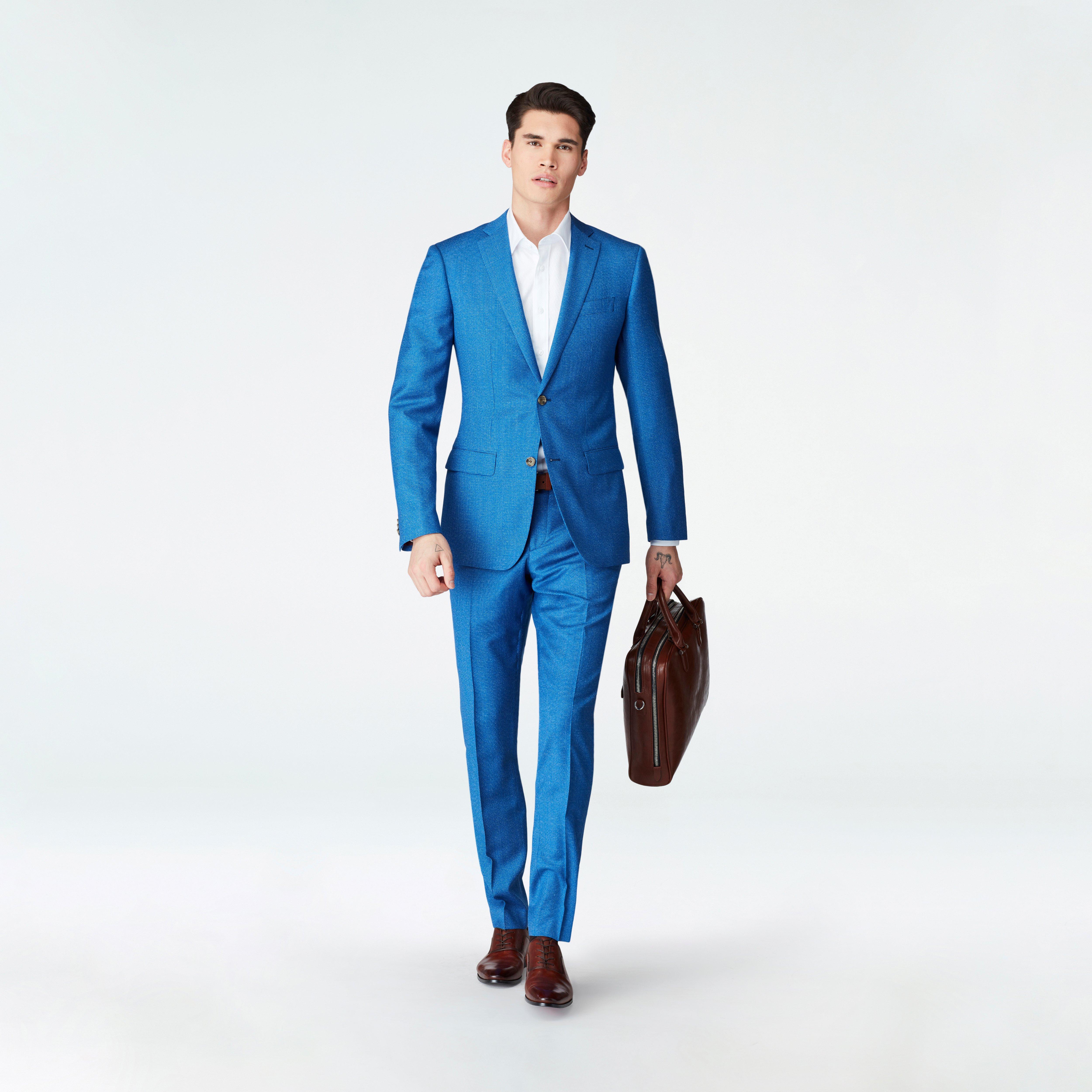 Eric Tailored Suit Blue Micro Check