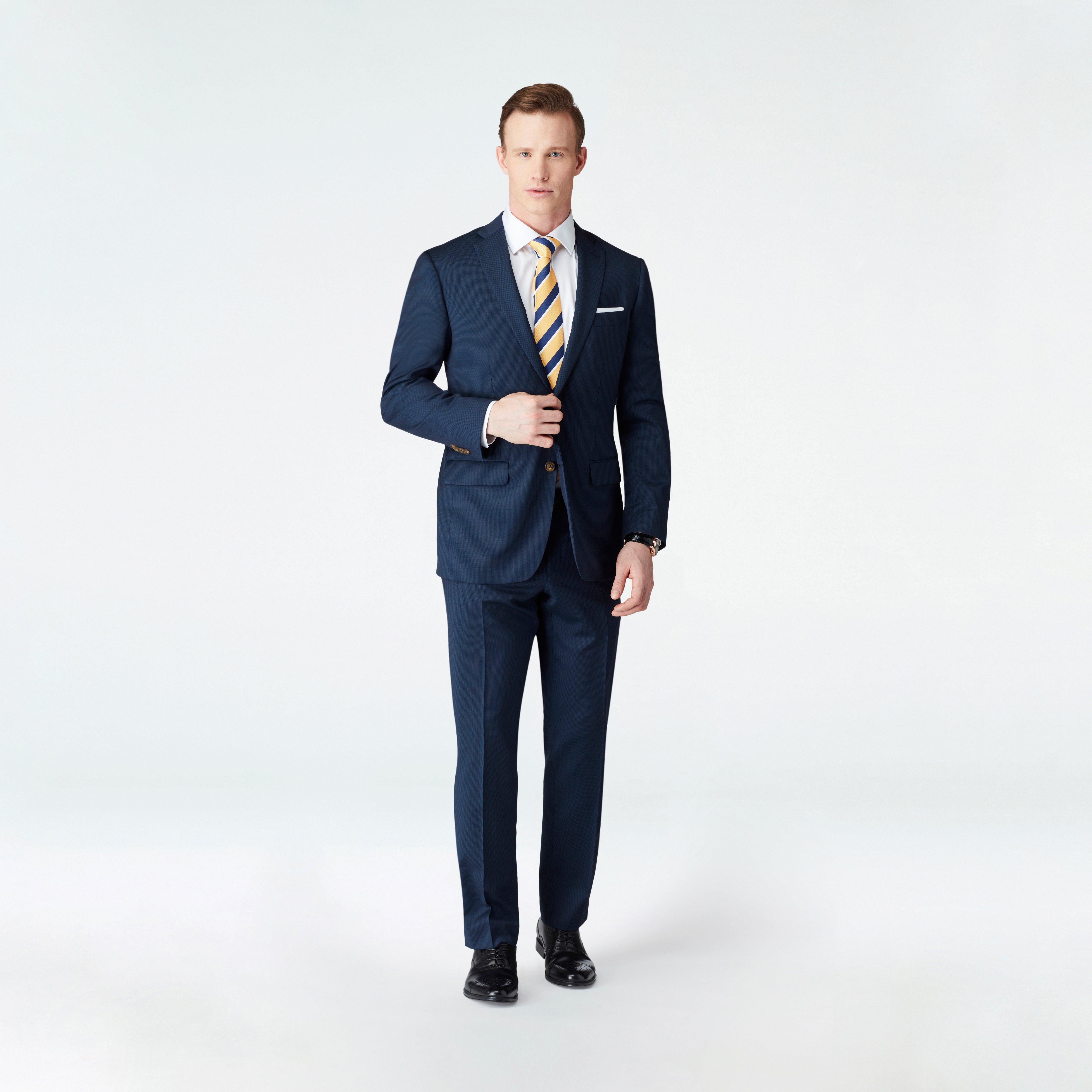 corby micro houndstooth navy suit