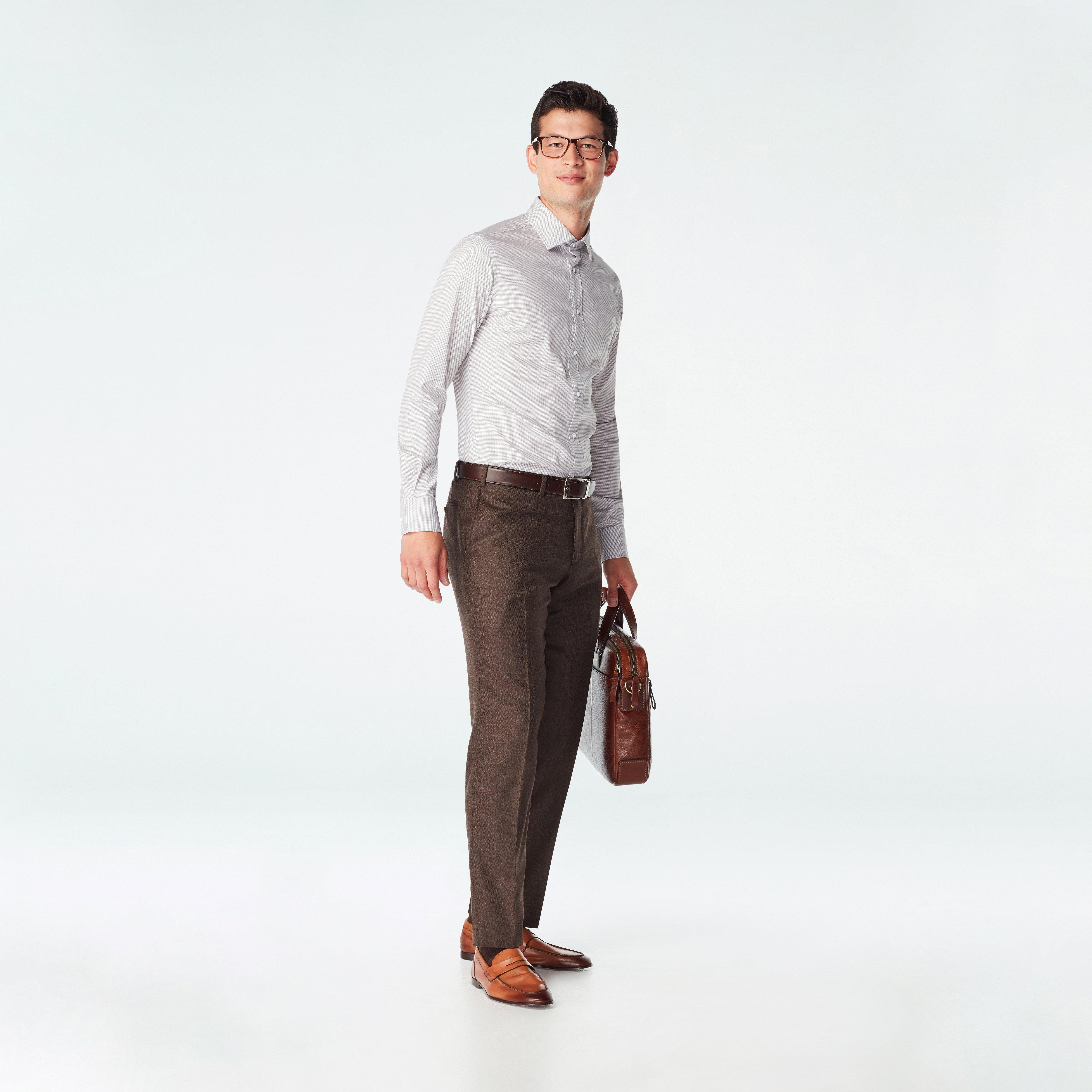 mens brown herringbone dress pants product info and reviews Indochino Men's Custom Prescot Dark colour: multi-smudge-print-short-sleeve-belted-wrap-midi-dress Machine or hand wash The Sewing Goatherd: Making Color:Marina Navy