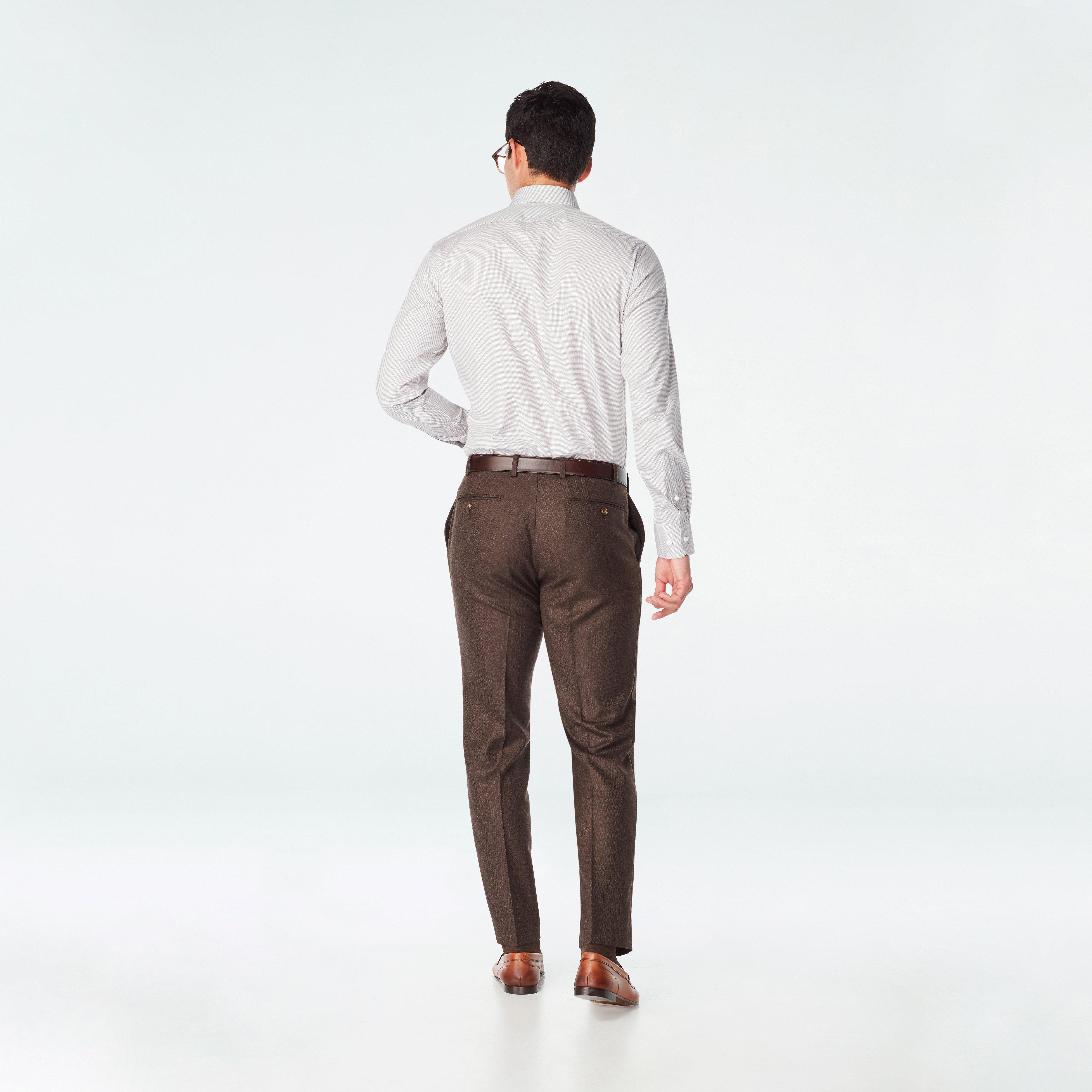 Indochino Men's Custom Prescot Herringbone Dark Brown Pants