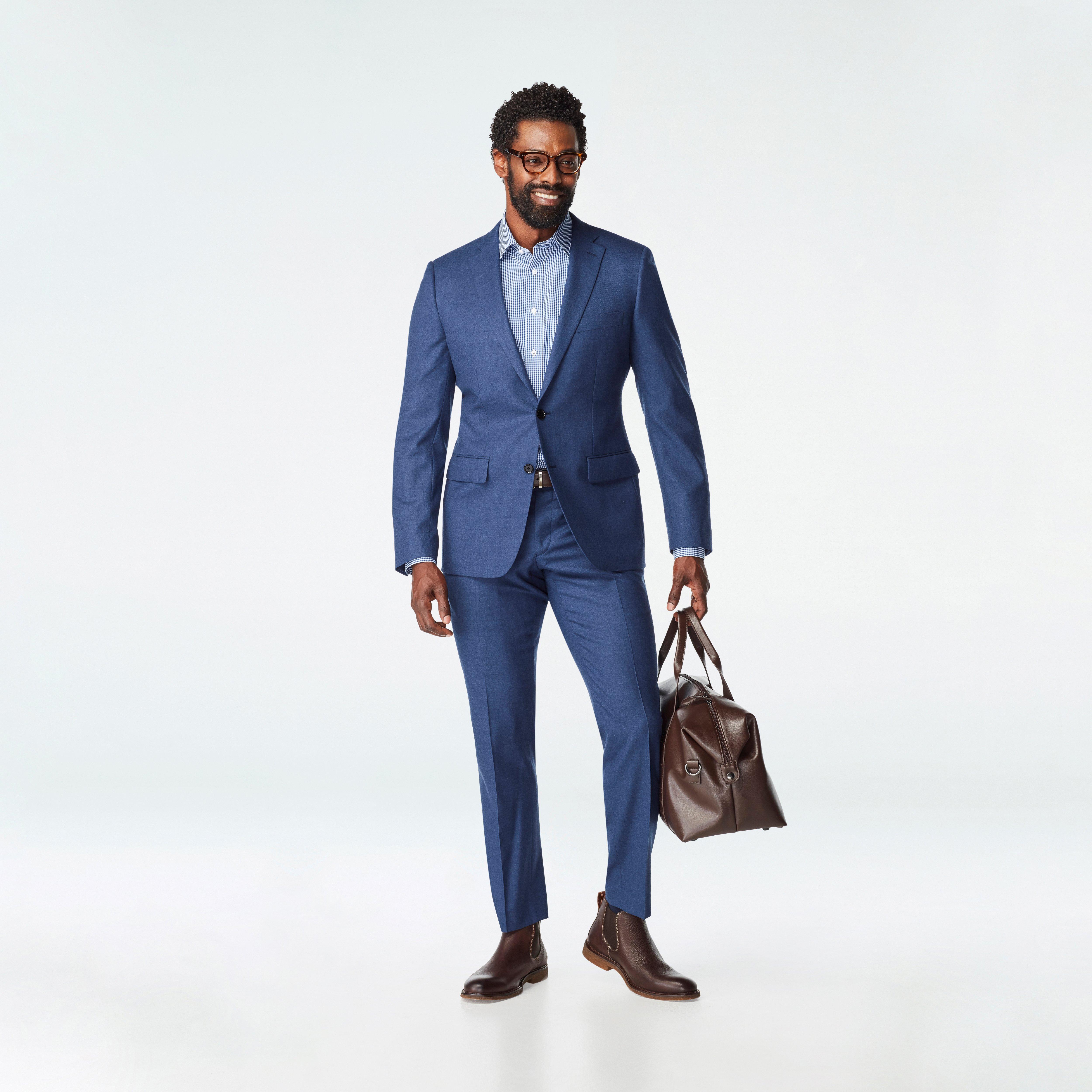 Men's Custom Suits - Hayward Flannel Blue Suit | INDOCHINO