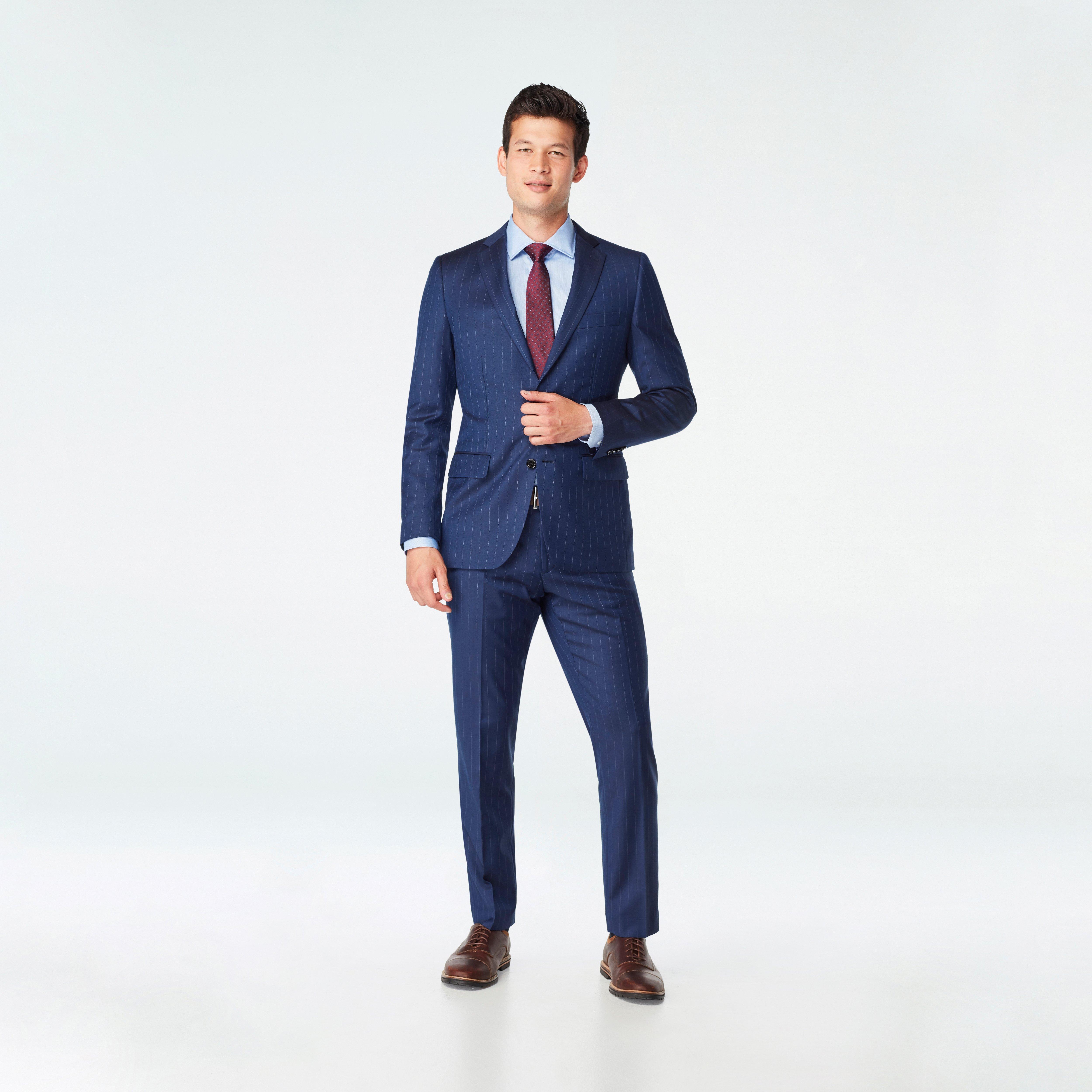 Navy Pinstripe Wool Suit Set - Kelly Country