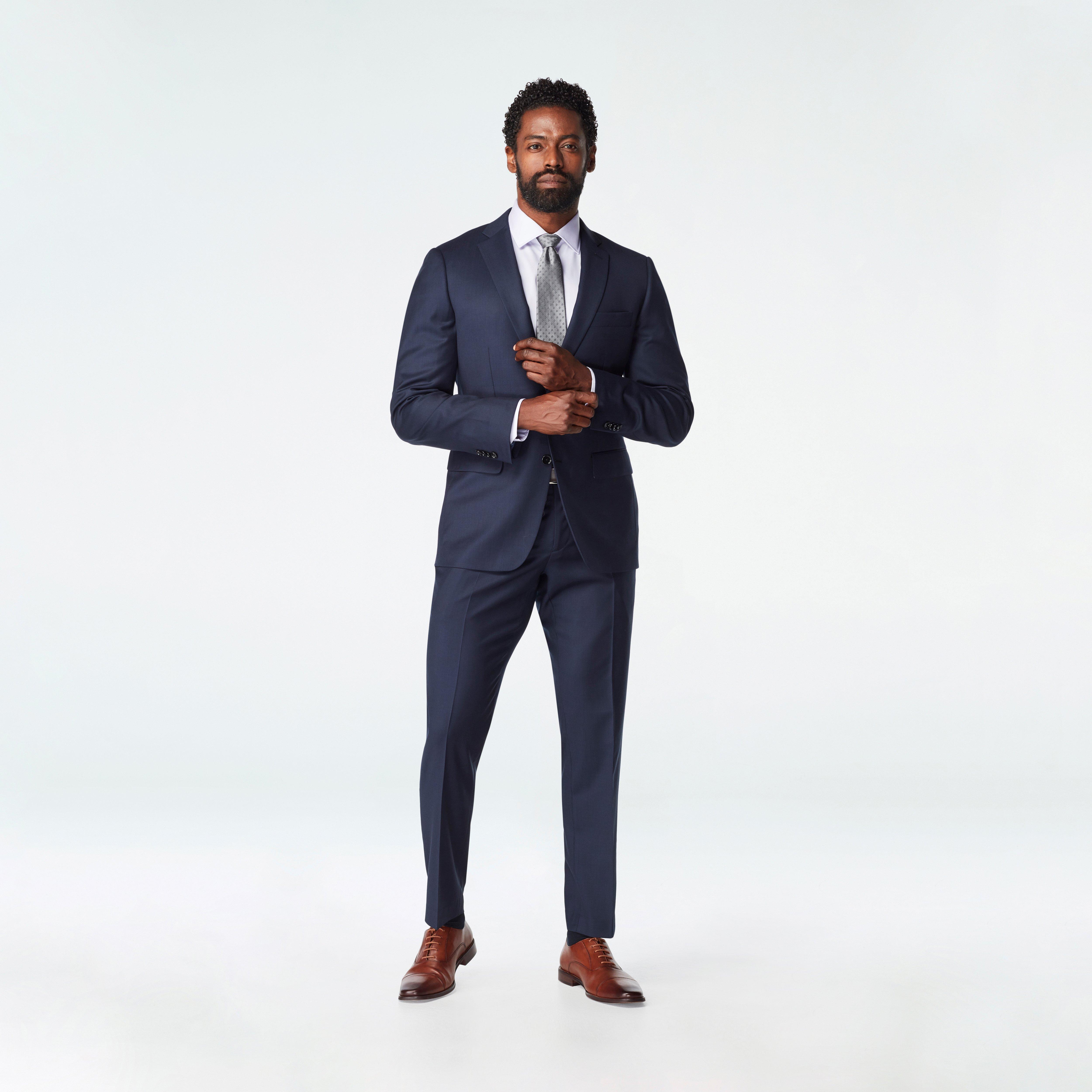 Custom Suits Made For You - Highbridge Nailhead Navy Suit | INDOCHINO