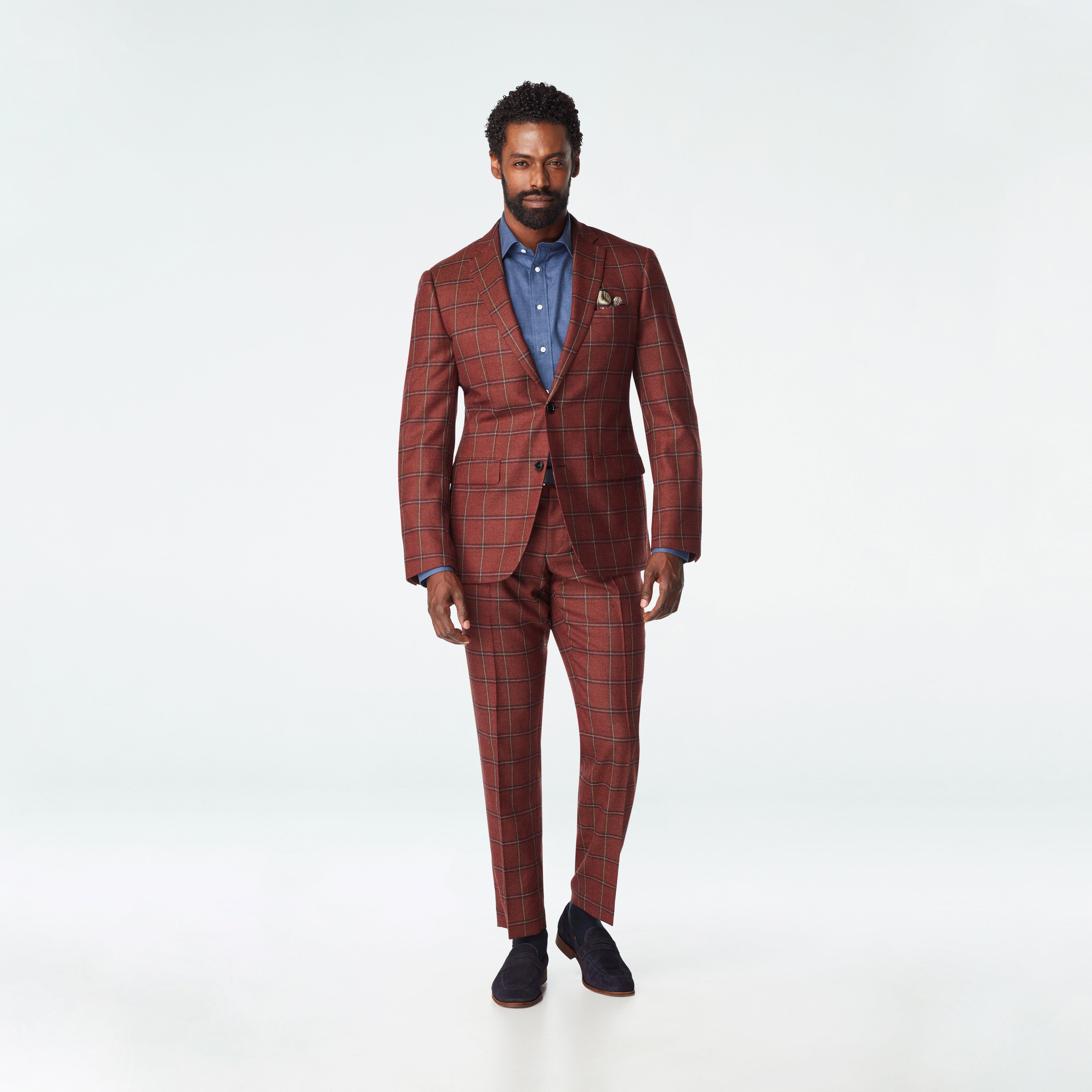 Men's Custom Suits - Darley Plaid Red Suit | INDOCHINO