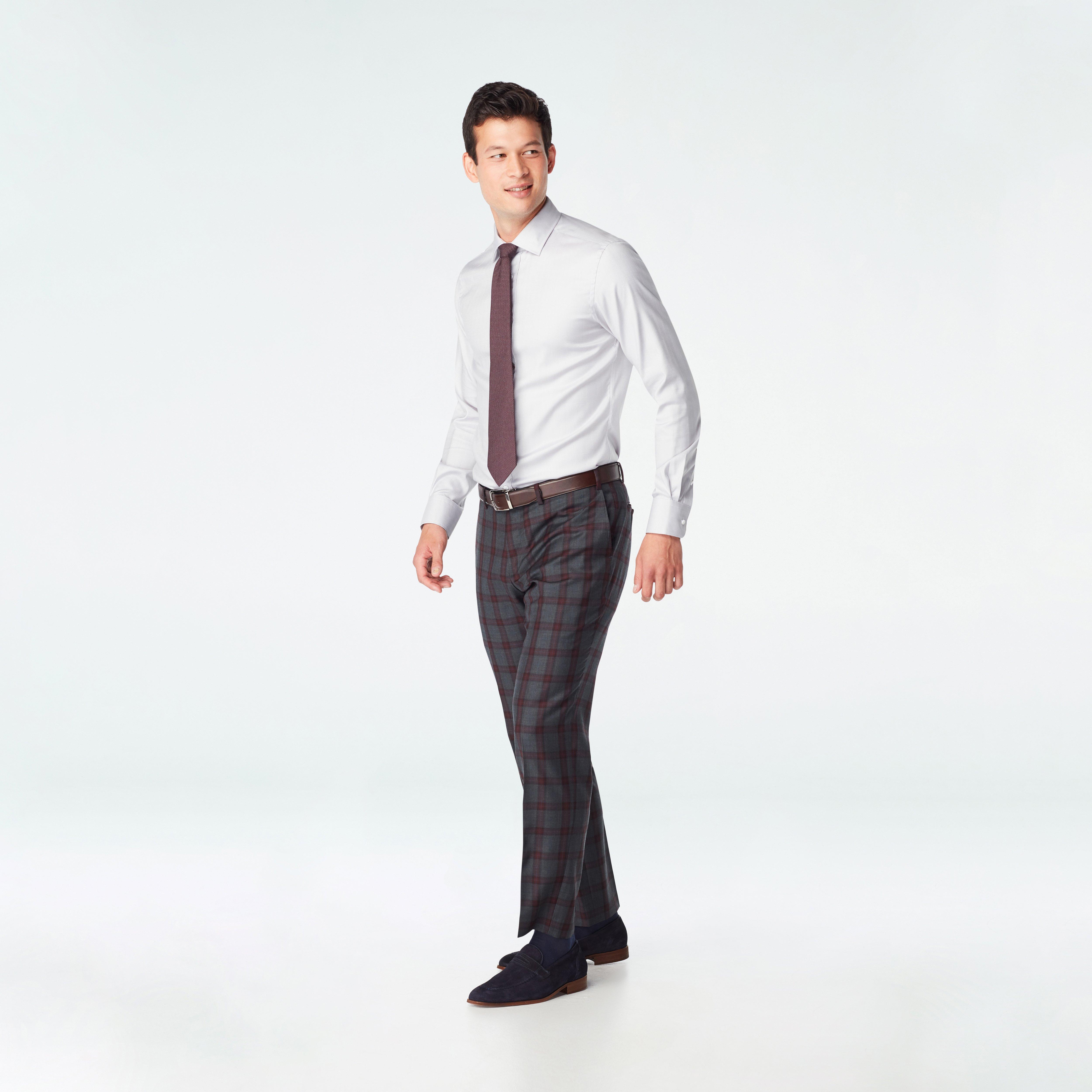 Men's Custom Suits - Dursley Plaid Dark Gray Pants| INDOCHINO