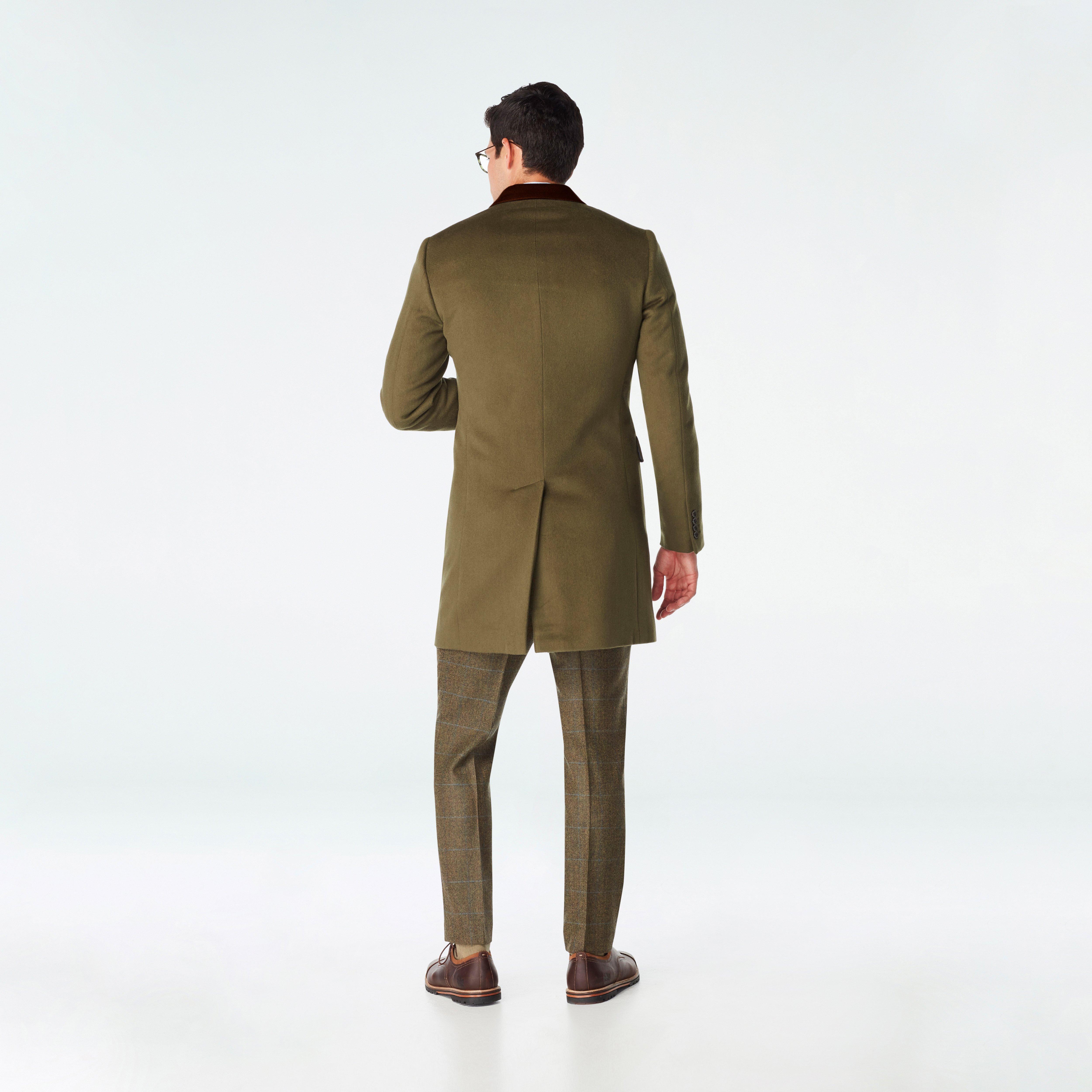 Men's Custom Overcoats - Huntley Chesterfield Olive Coat | INDOCHINO
