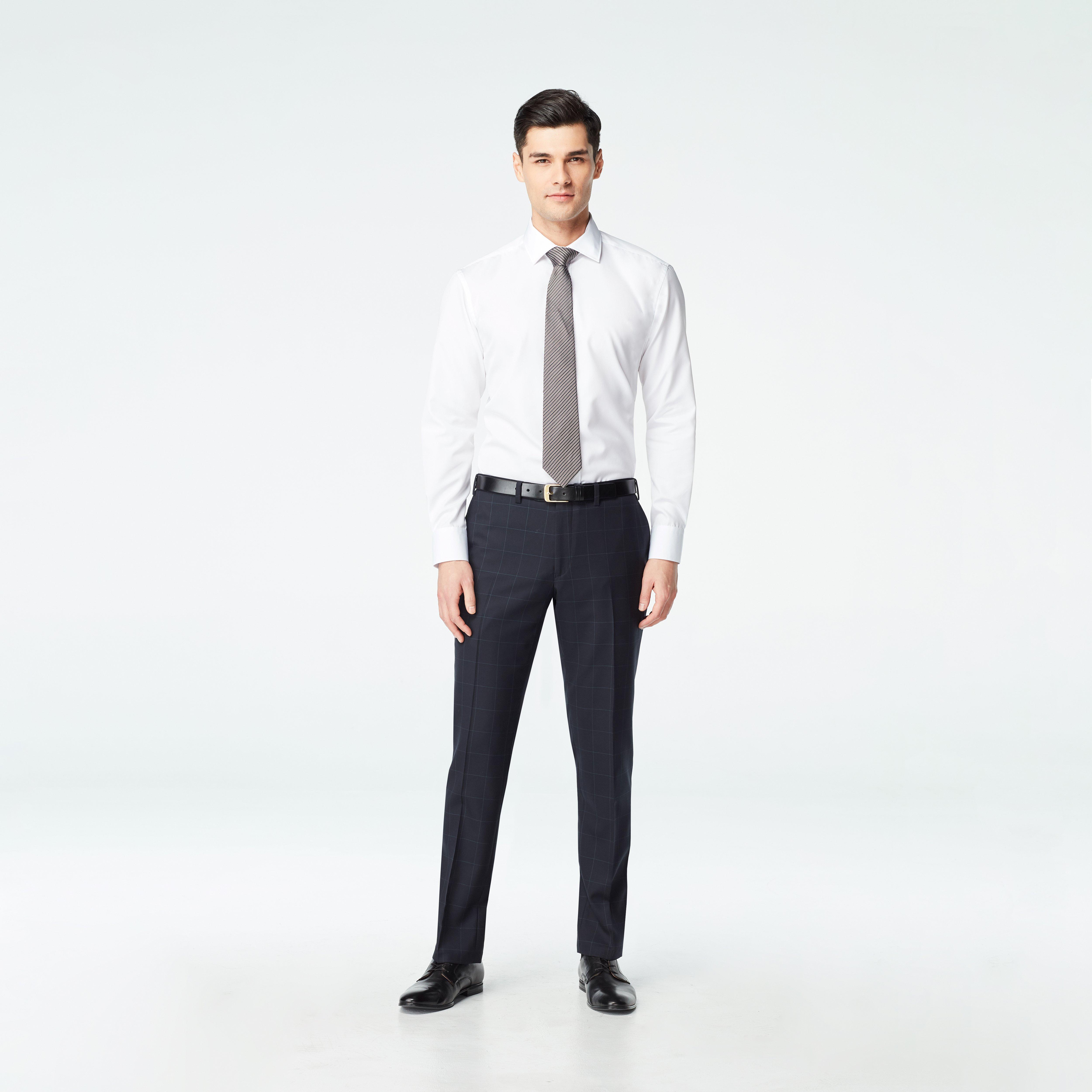 navy windowpane pants