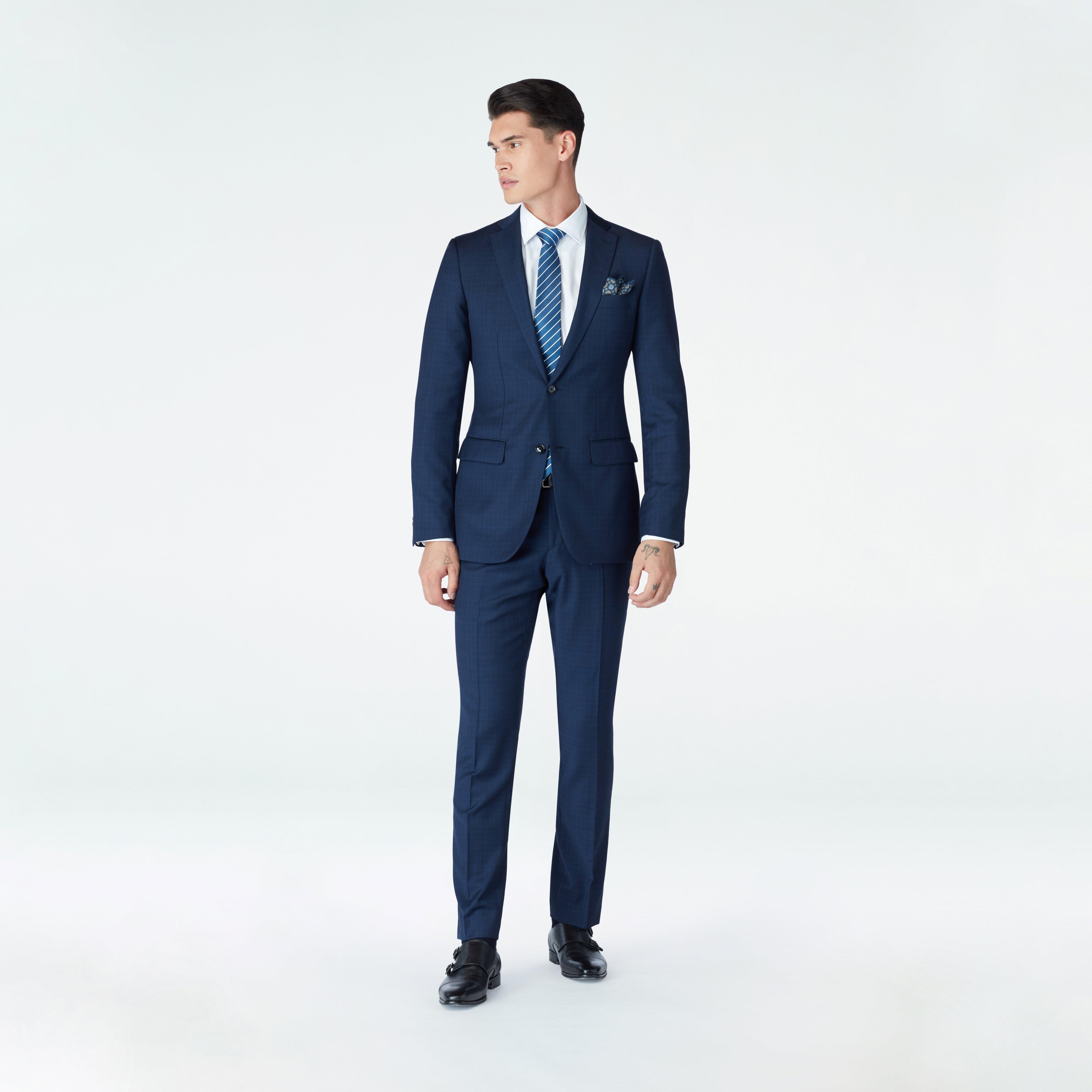 Custom Suits Made For You - Harrogate Glen Check Midnight Blue Suit ...