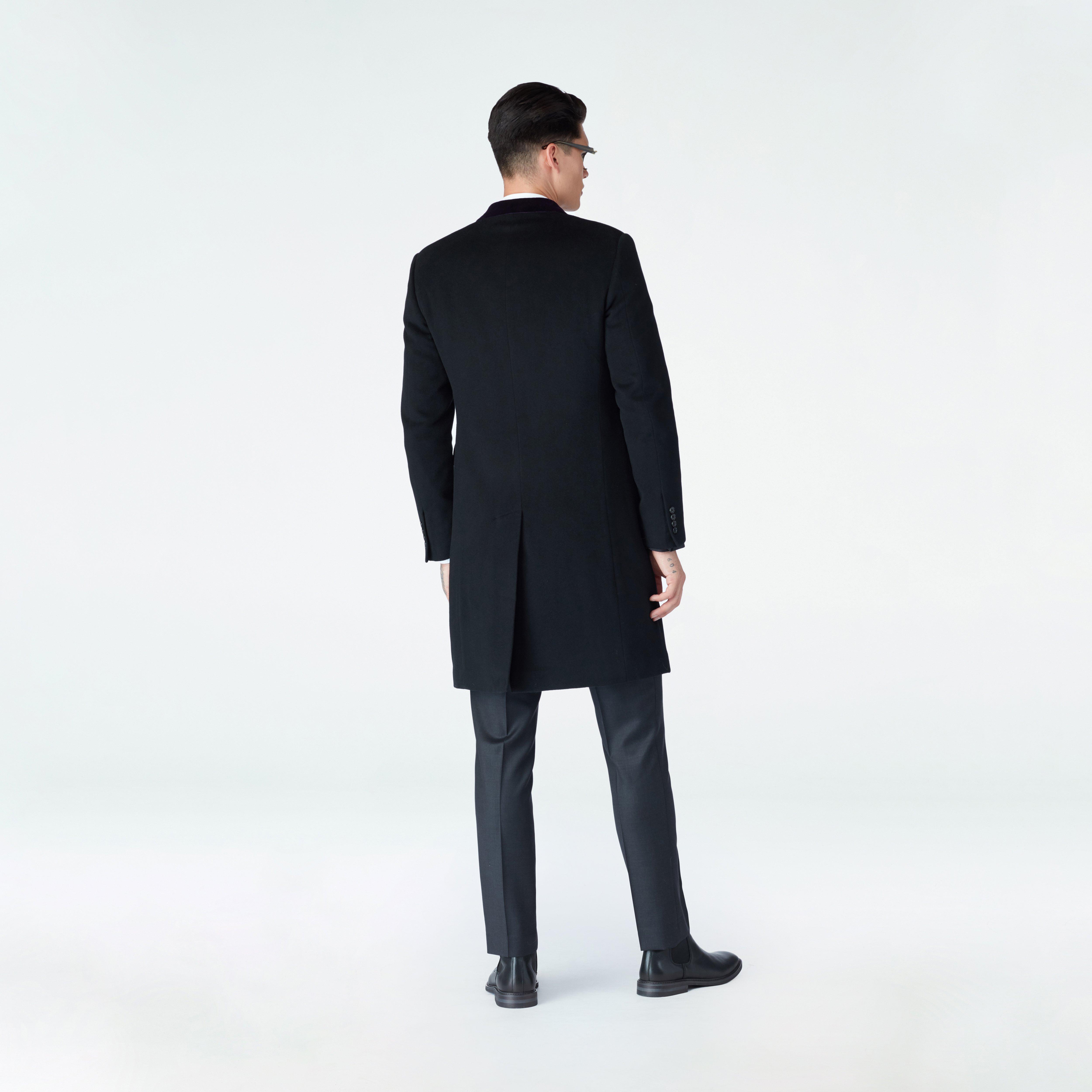 Men's Custom Overcoats - Huntley Quilted Chesterfield Black Coat