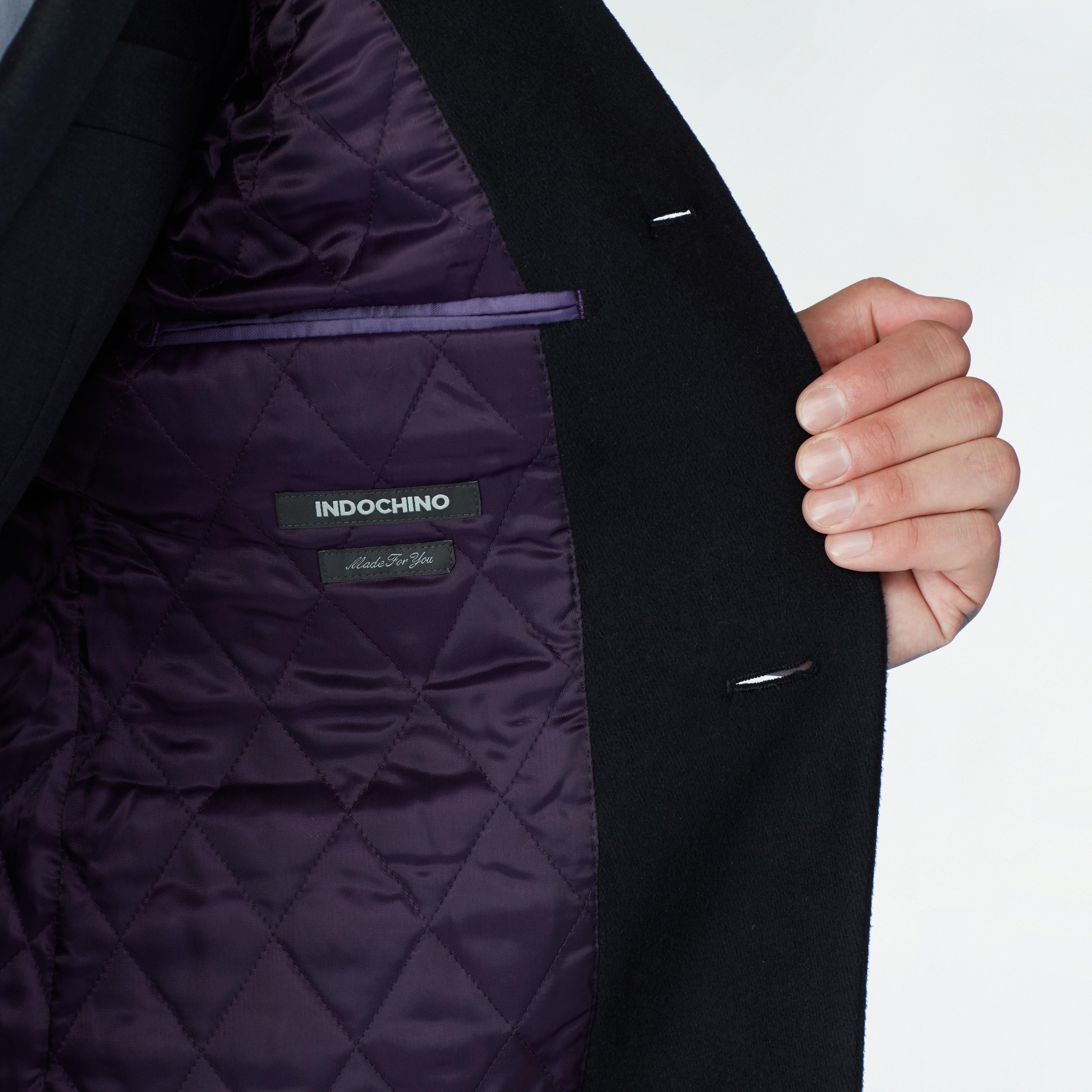 Men's Custom Overcoats - Huntley Quilted Chesterfield Black Coat