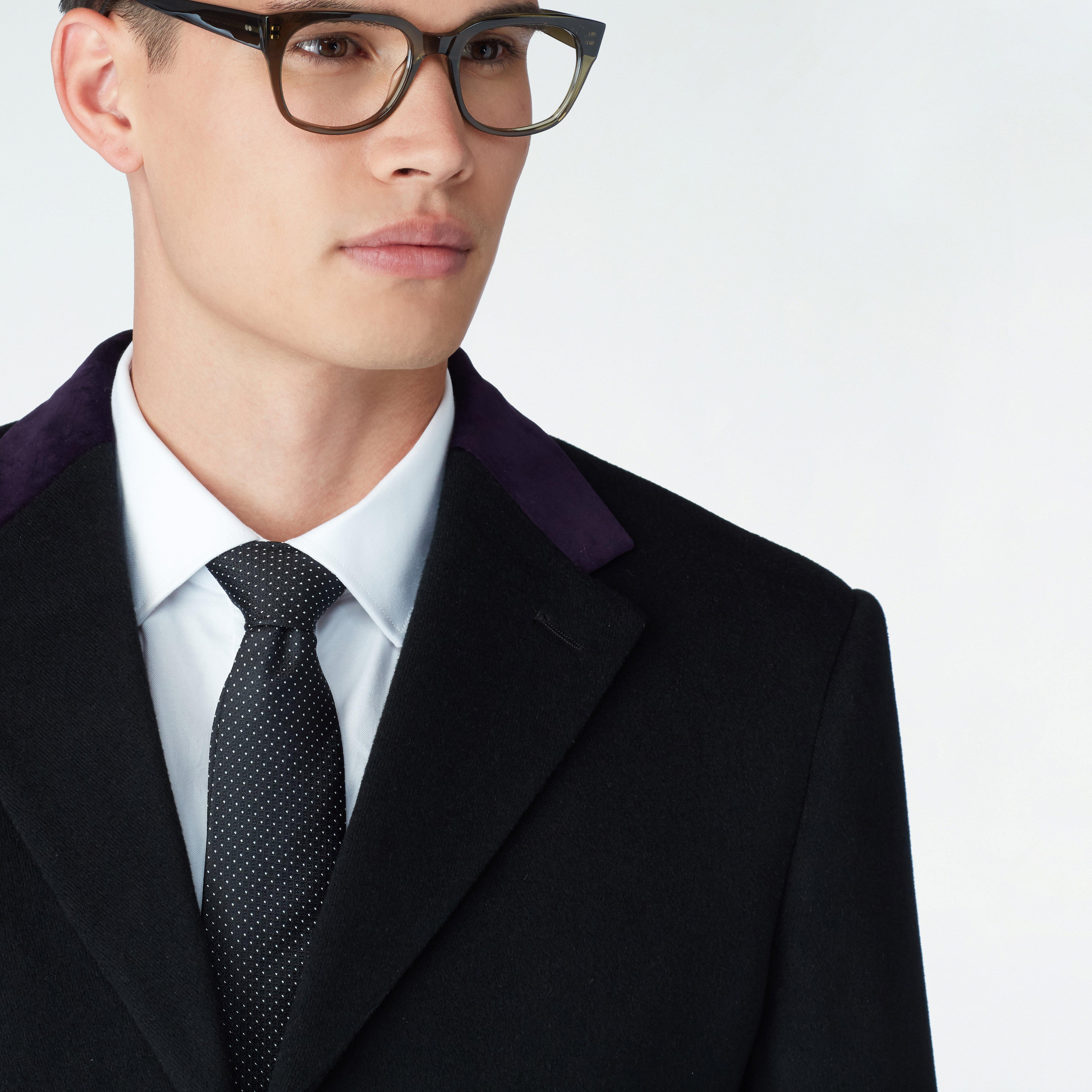 Men's Custom Overcoats - Huntley Quilted Chesterfield Black Coat